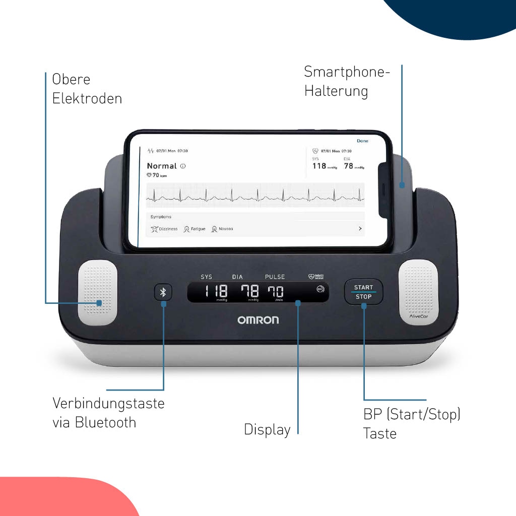 Omron Blutdruckmessgerät »Complete smartes Blutdruck- & EKG-Messgerät«, JETZT mit 1 Jahr OMRON connect Premium Abonnement GRATIS