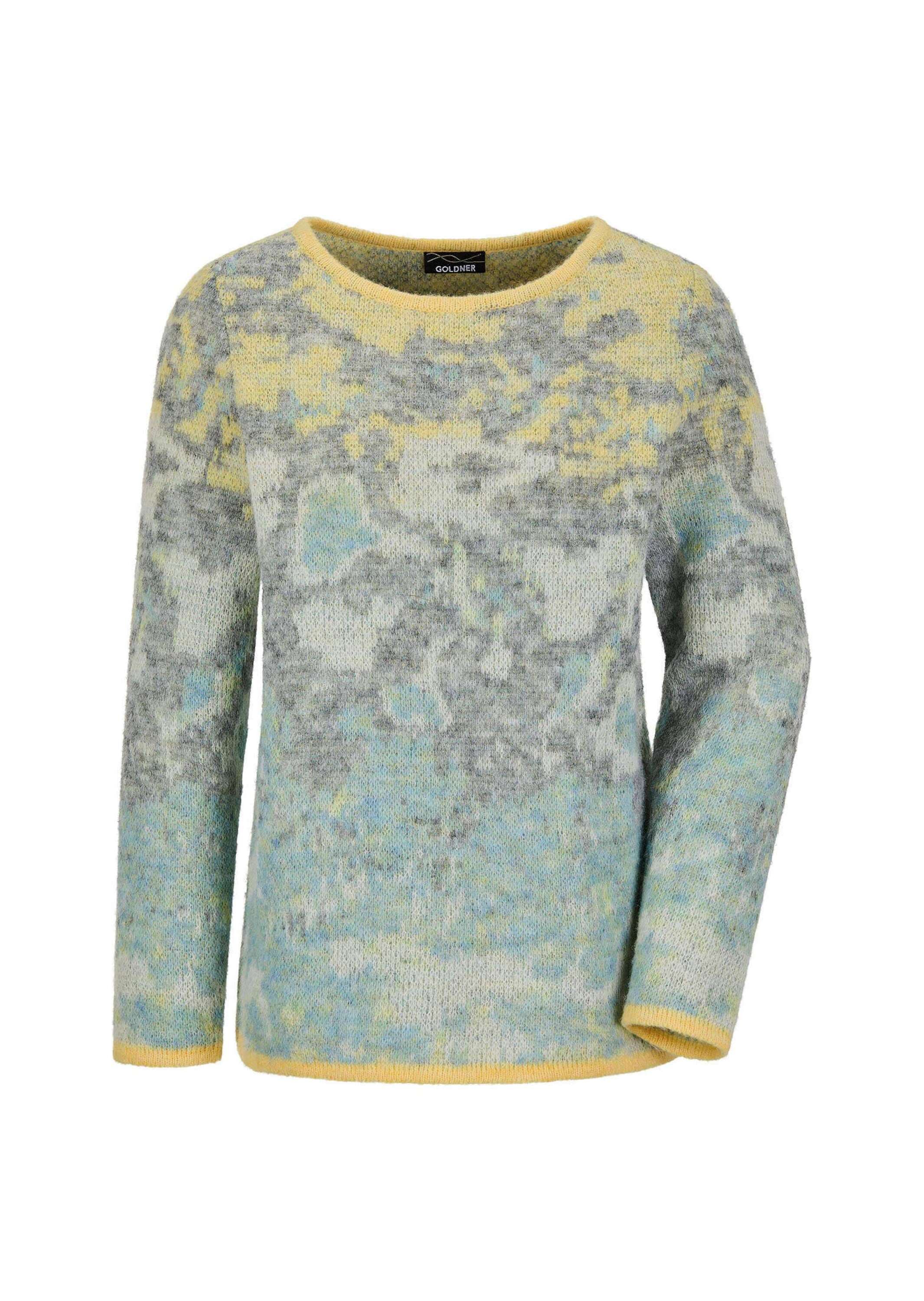 GOLDNER Rundhalspullover "Kurzgröße Langarm Jacquard-Pullover mit Muster" günstig online kaufen