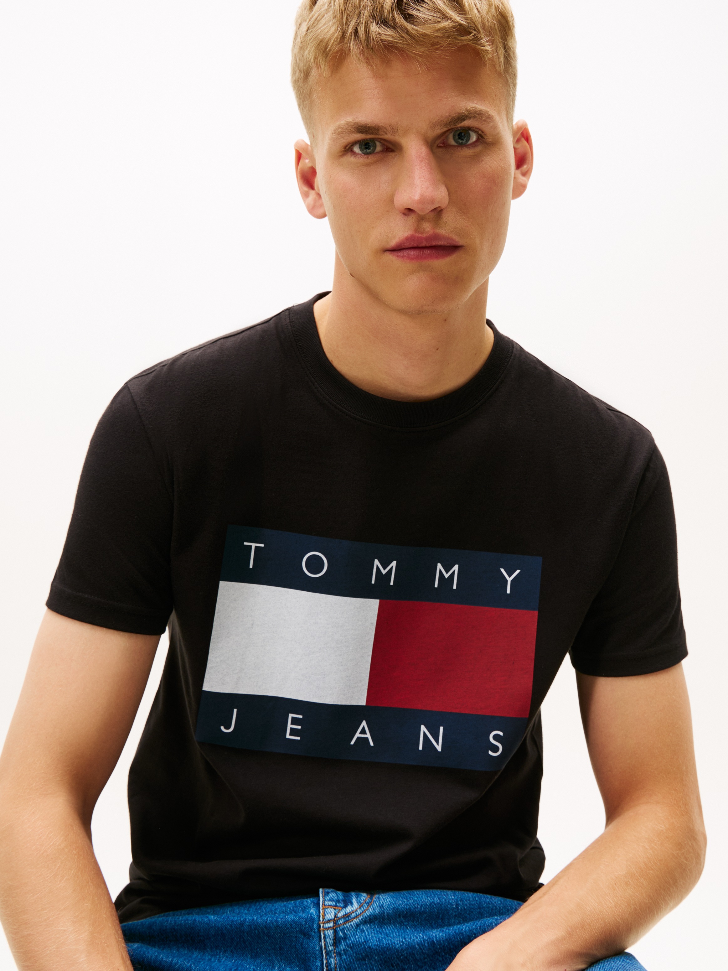 Tommy Jeans T-Shirt, Rundhalsausschnitt, Regular Fit, Logo-Druck