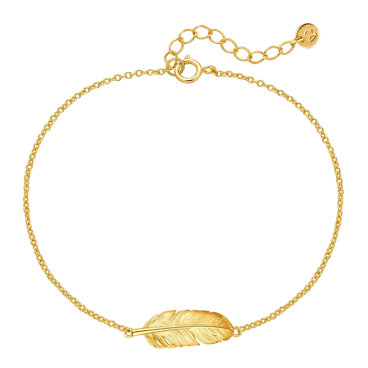 Damen Gliederarmband "GSM6027", Silber 925 (Sterlingsilber)gelbgold, GLANZSTÜCKE MÜNCHEN, Silber 925 (Sterlingsilber), Armbänder, Feder