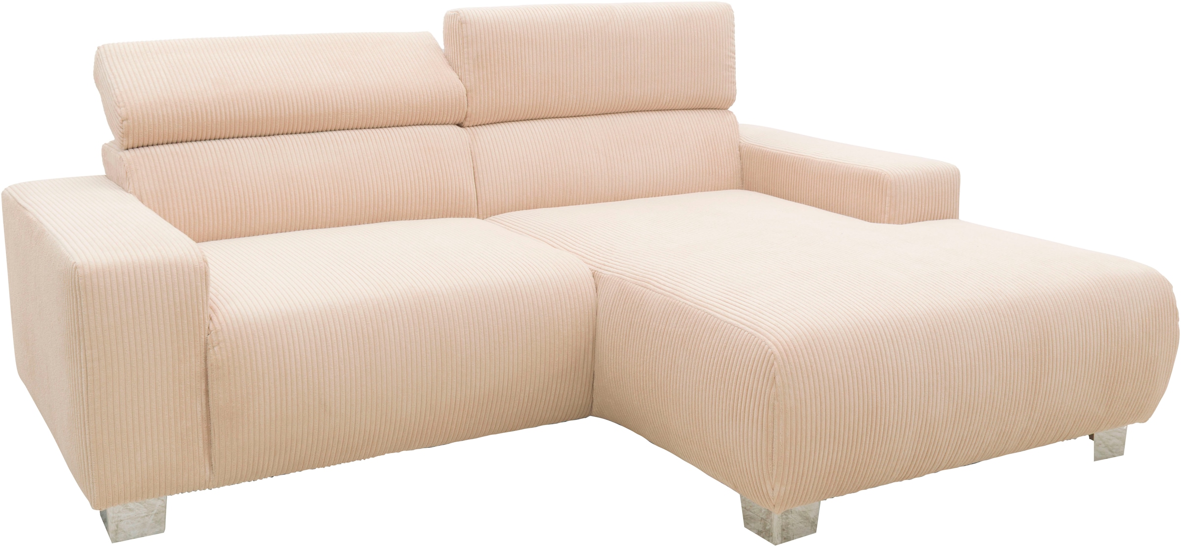 DOMO collection Ecksofa »100030 inkl. Kopfteilverstellung, guter Sitzkomfort, Cordbezug, L-Form«, mit komfortabler Wellenunterfederung, ideal für kleine Räume