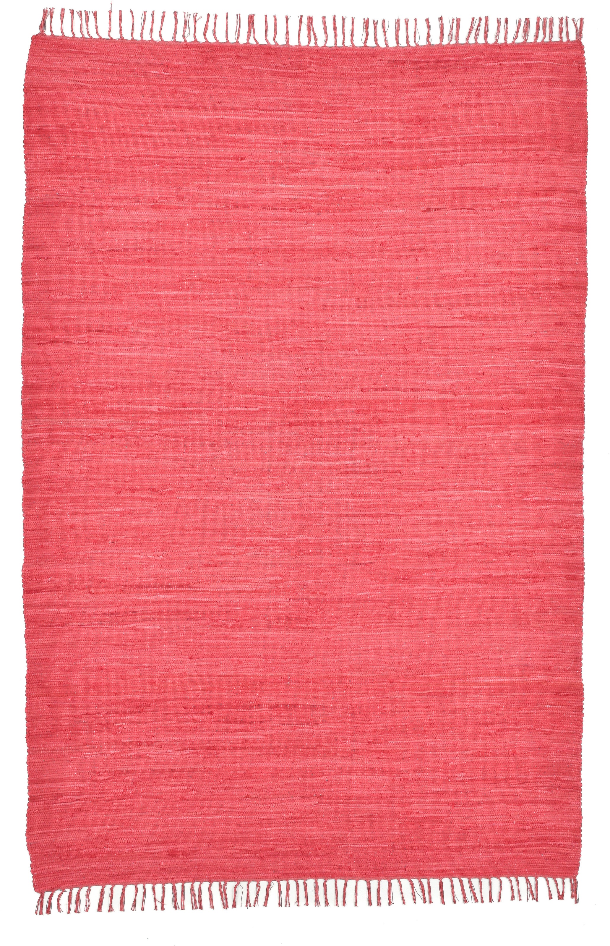 Thumbnail - my home Teppich "Cadis" rechteckig 5 mm Höhe Wendeteppich, mit Fransen, Uni Farben, handgewebt, reine Baumwolle