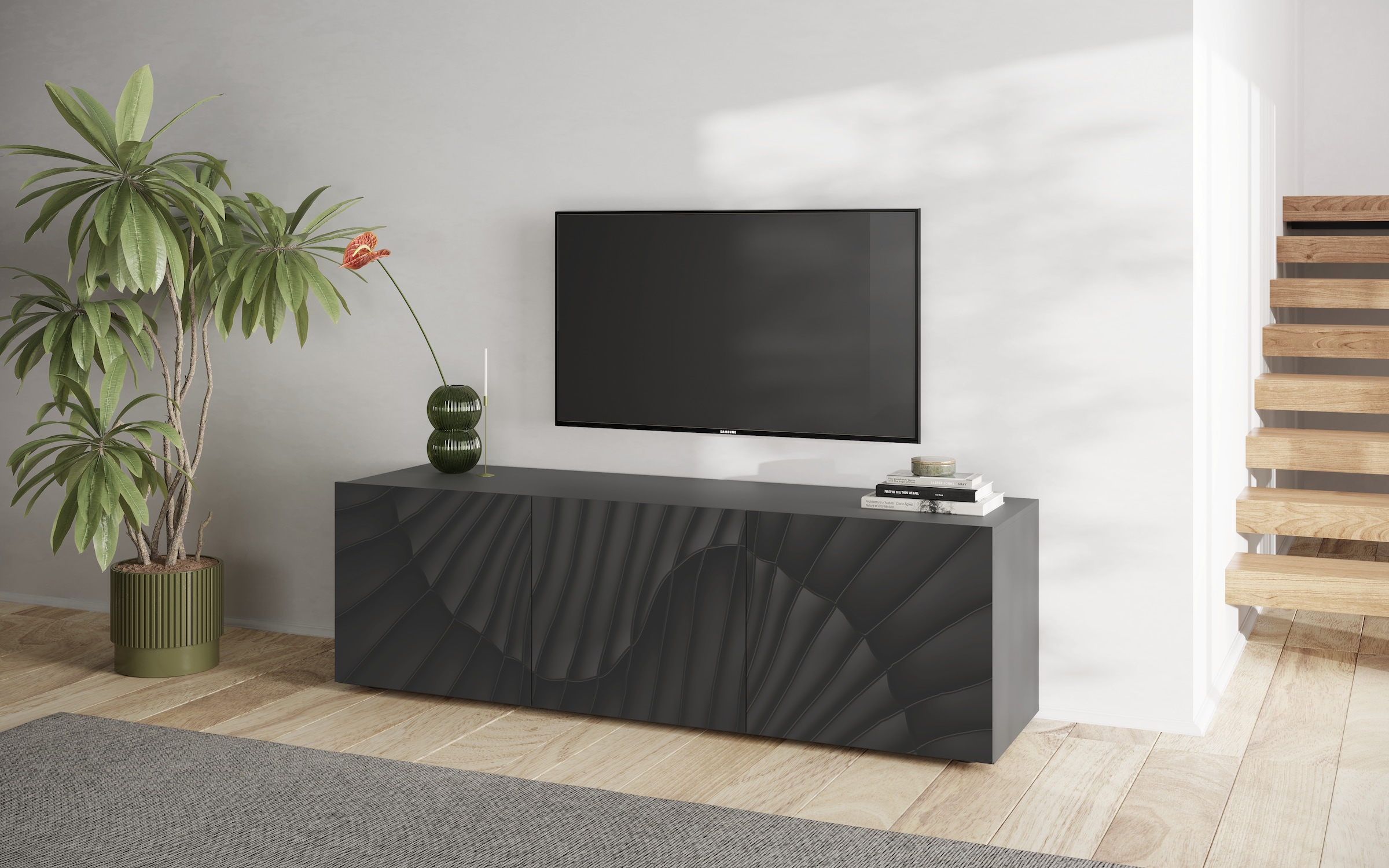 INOSIGN Lowboard "Snake Breite 181 cm, modernes TV-Board mit 3 Türen, TV-Möbel,", TV-Kommode, TV-Schrank, Front mit beso