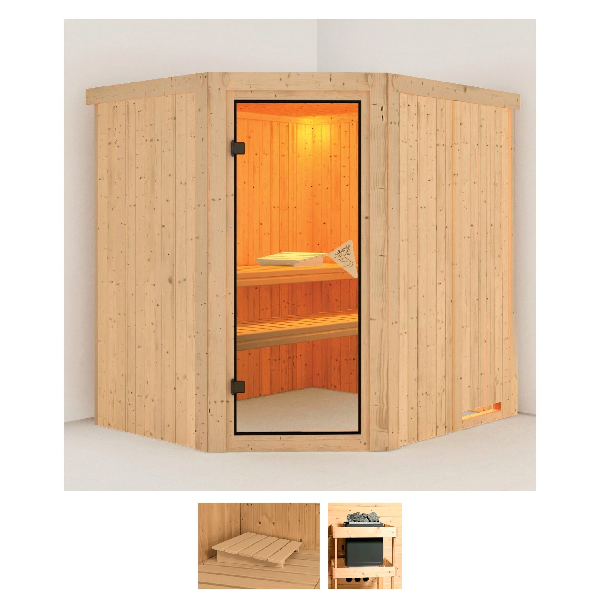 KARIBU Sauna "Laila", ohne Ofen, (ohne Ofen), beige, Saunen, ohne Ofen
