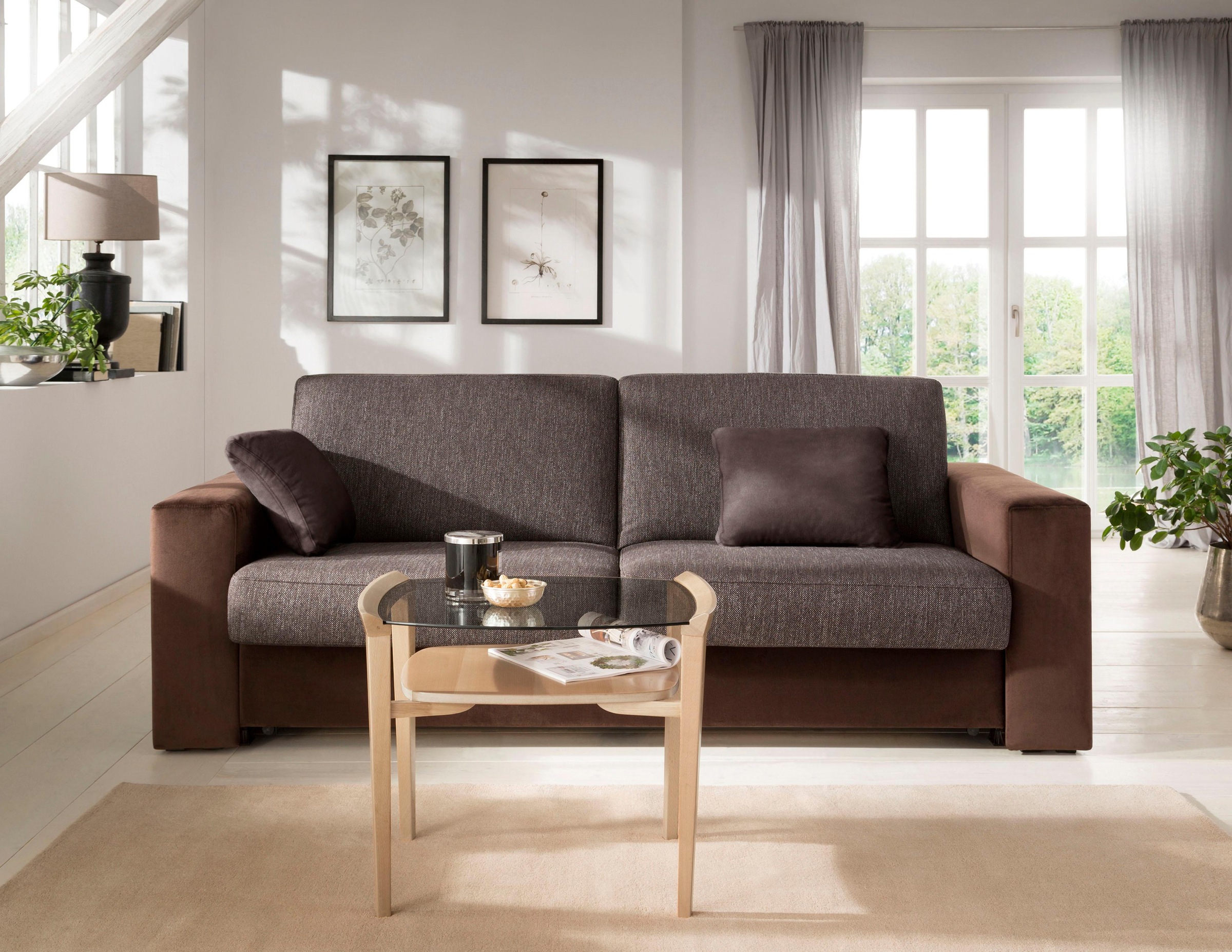 Home affaire Schlafsofa »Roma Matratzenhöhe 14 cm«, Dauerschlaffunktion, mit Unterfederung, Lattenrost, Matratze