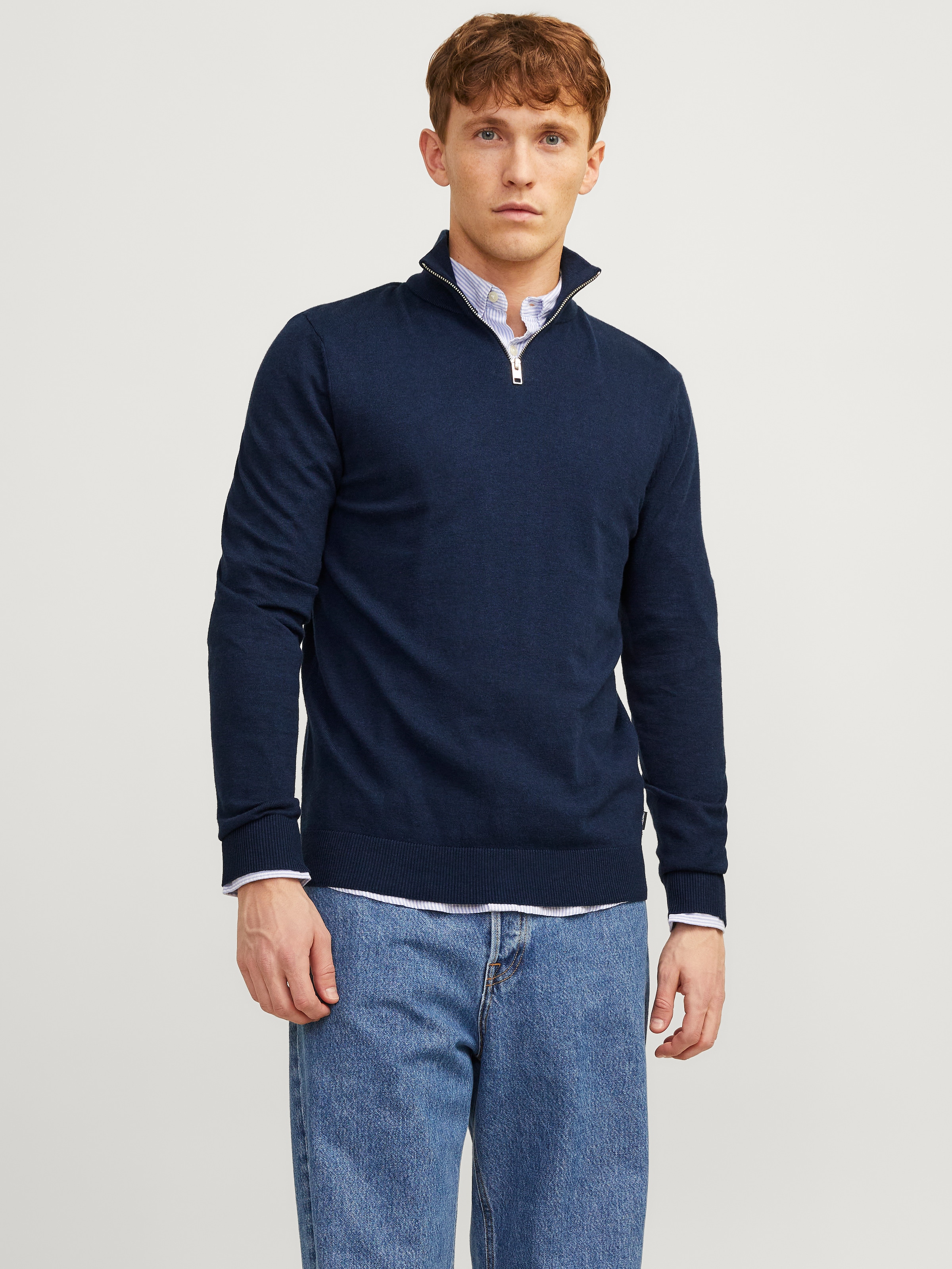 Jack & Jones Strickpullover »EMIL KNIT HALF ZIP« mit kurzem Reißverschluss im Troyer-Look
