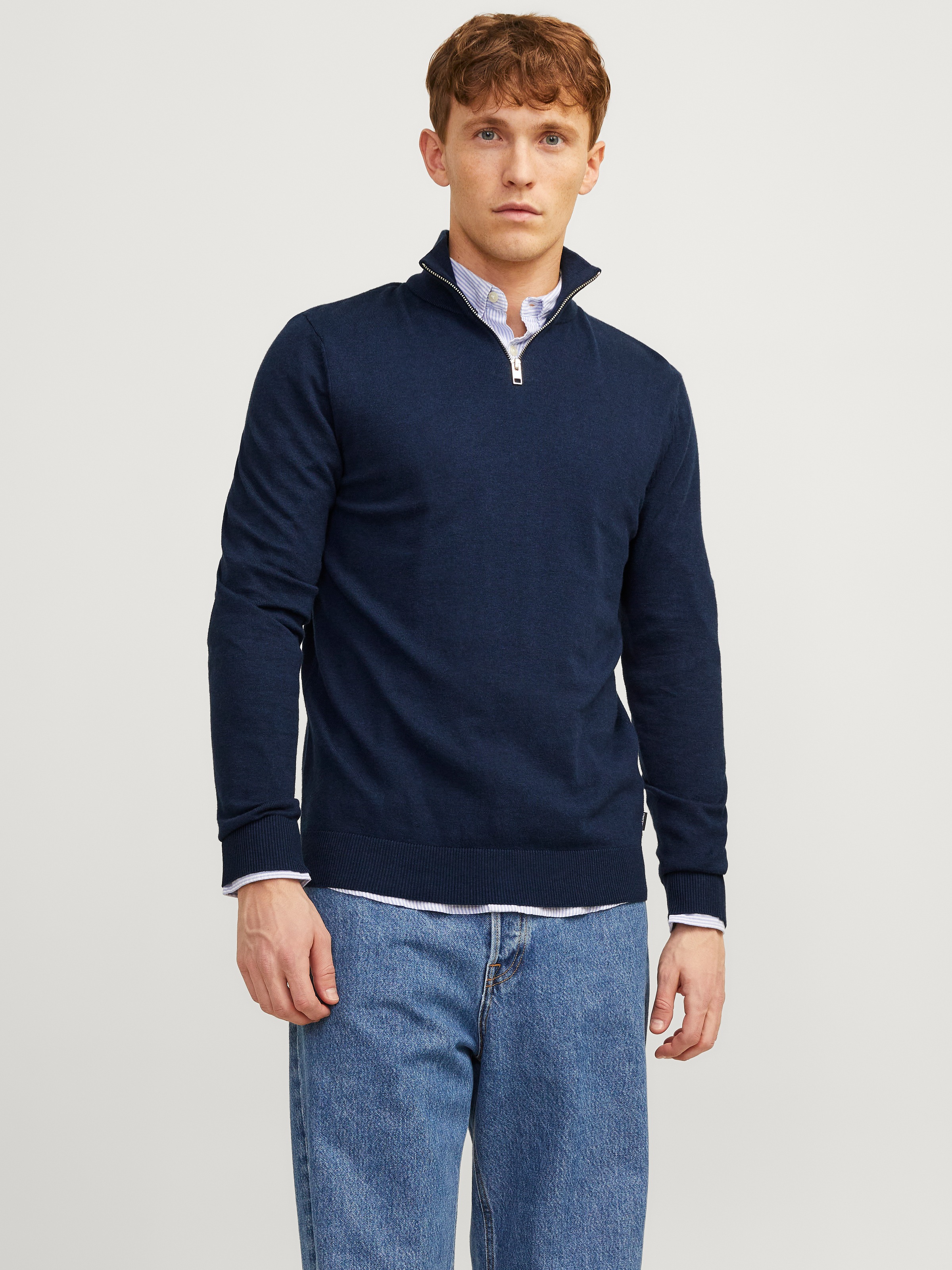 Thumbnail - Jack & Jones Strickpullover "EMIL KNIT HALF ZIP", mit kurzem Reißverschluss im Troyer-Look