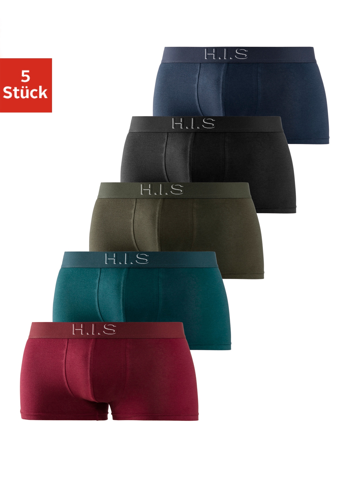 H.I.S Hipster, (Packung, 5 St.), knapp sitzende Boxershorts am Webbund mit günstig online kaufen