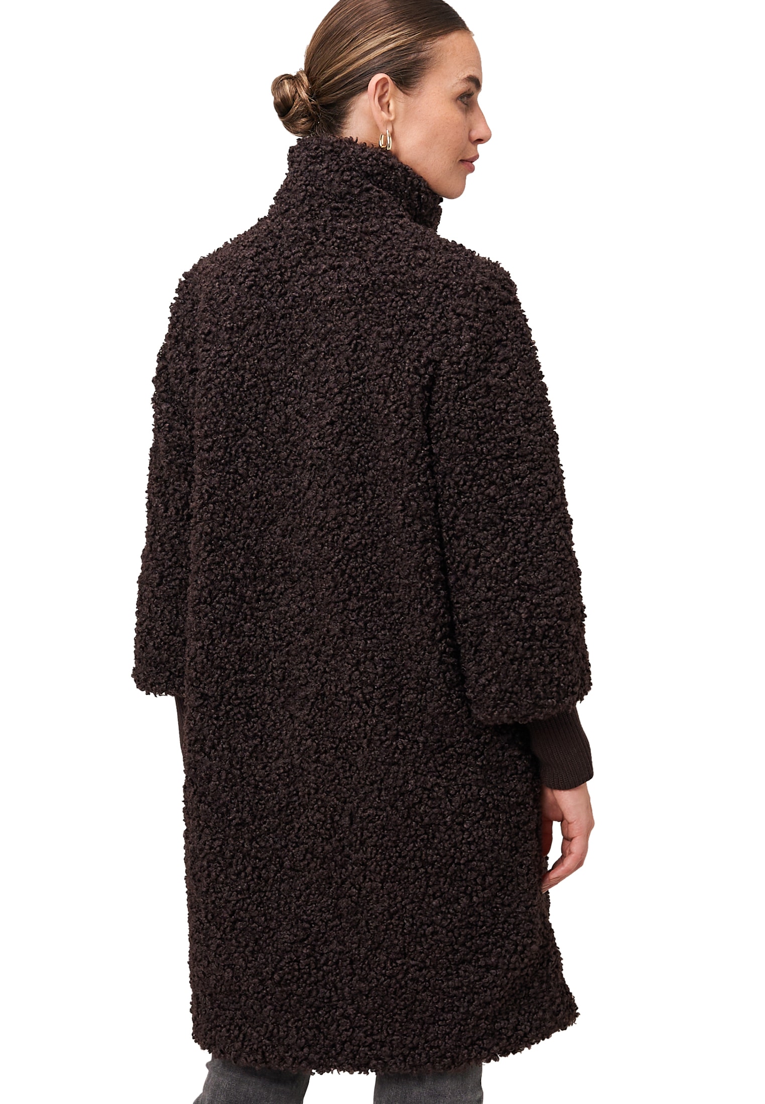Zero Fellimitatmantel »zero Damen Teddymantel mit Stehkragen«