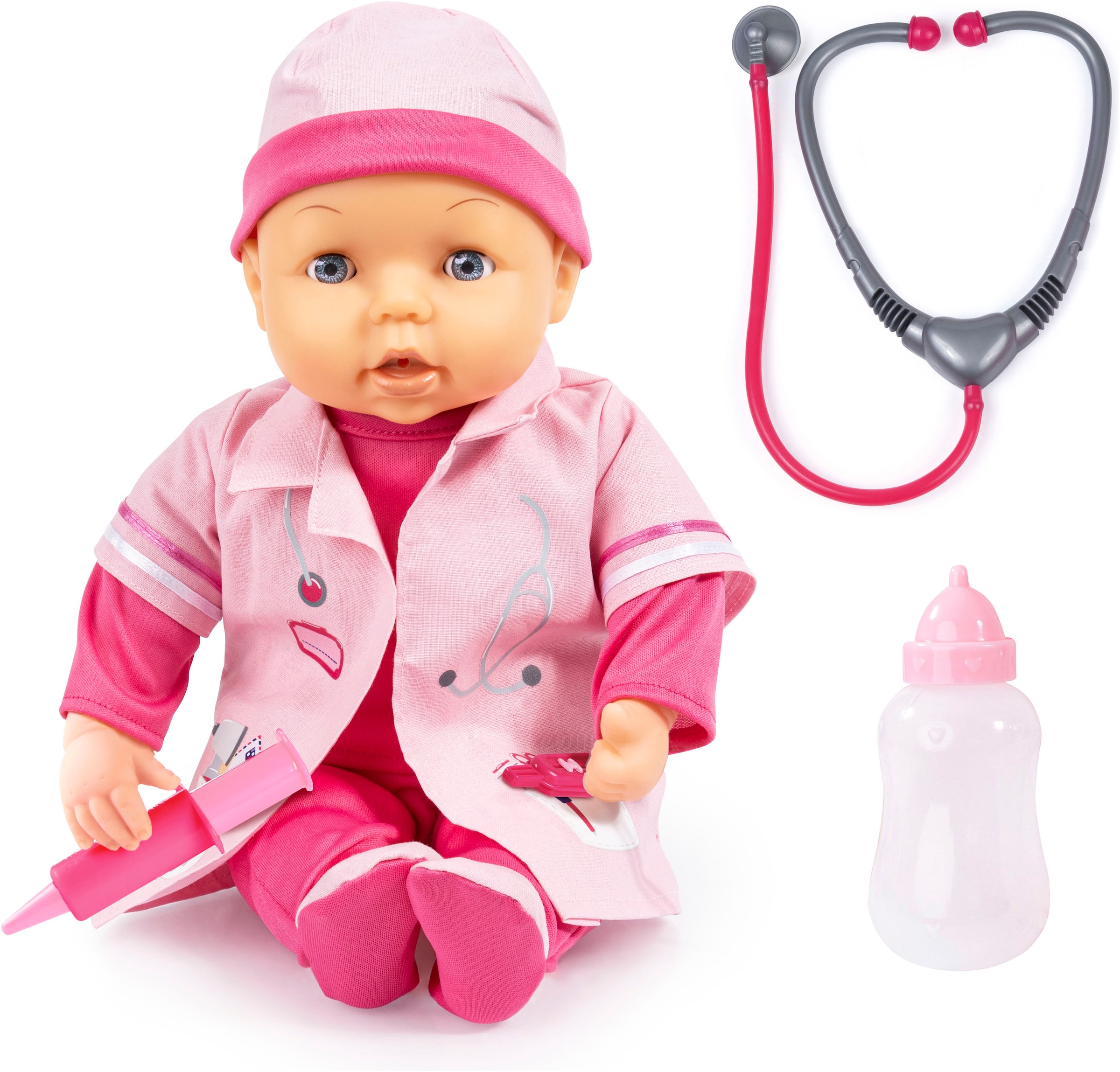 Bayer Babypuppe »Puppe, 38 cm mit Doktor-Set«, (5 tlg.)