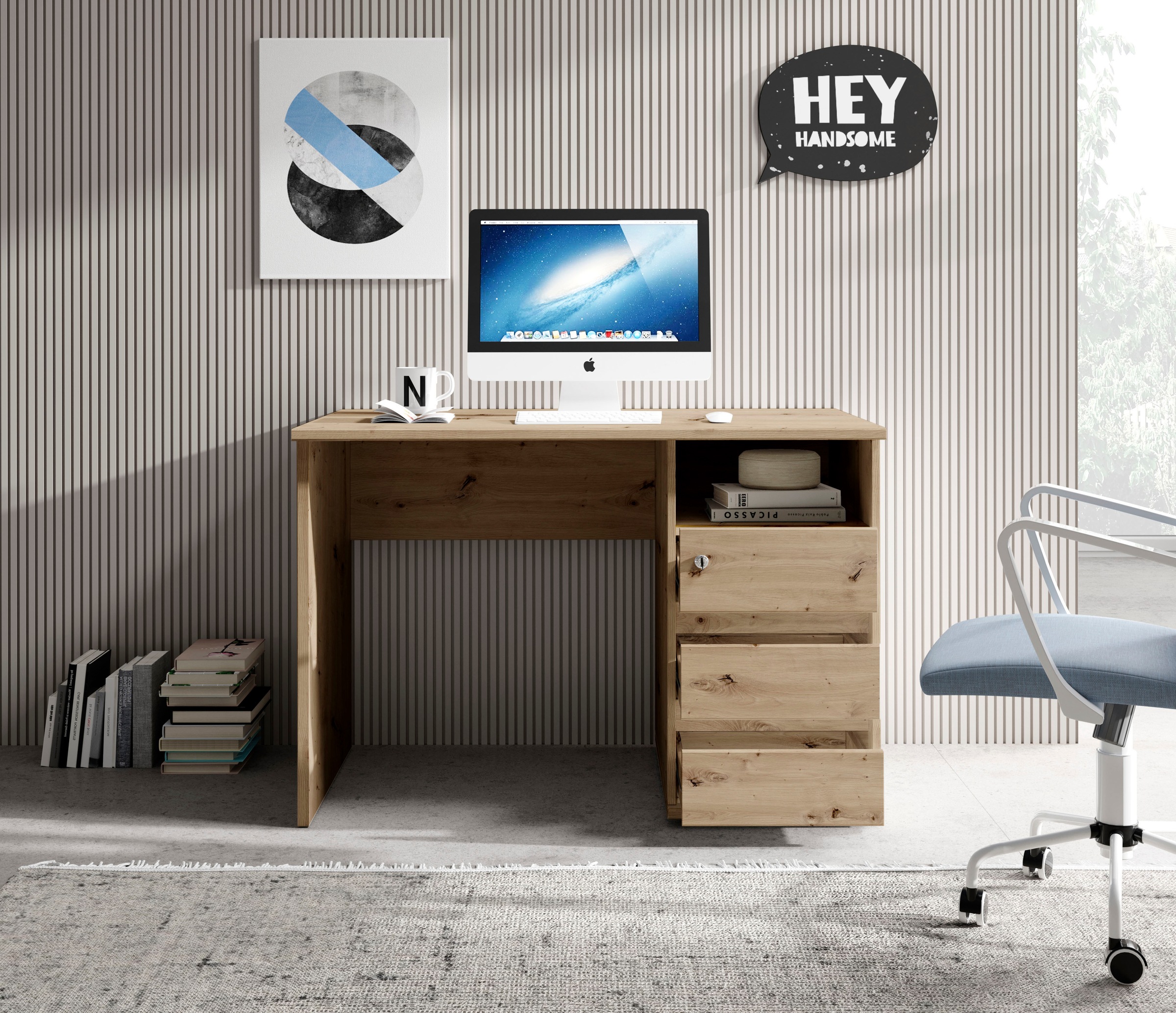 BEGA OFFICE Schreibtisch »Primus 1«, mit Schubkasten abschließbar in 3  Farbausführungen | BAUR