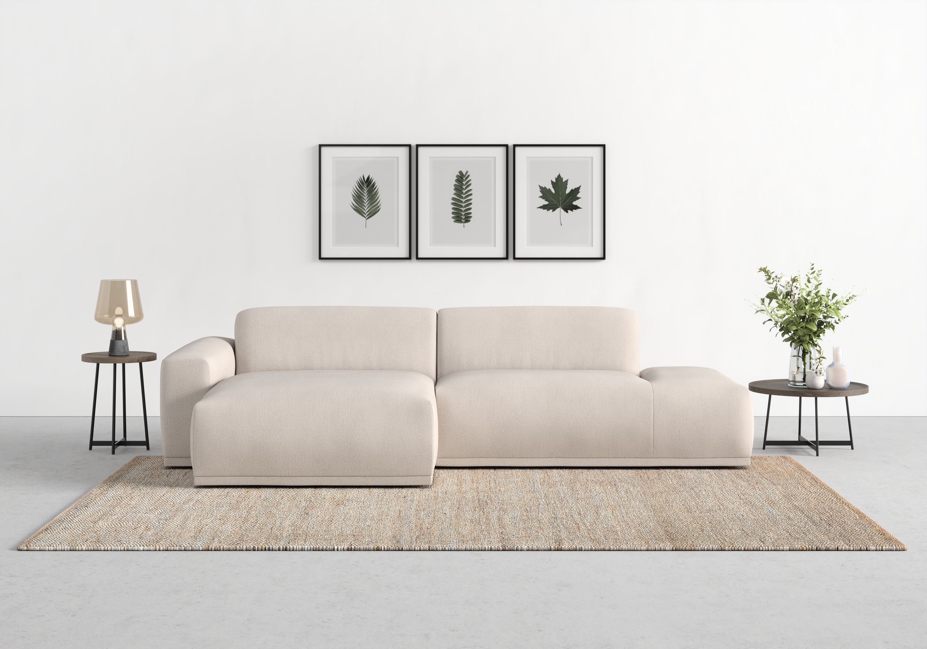 TRENDMANUFAKTUR Ecksofa "Braga, mit hochwertigem Kaltschaum, L-Form, Japandi-Design" modernes Sofa, Couch mit hohem Sitzkomfort, 275/72/160 cm (B/H/T)