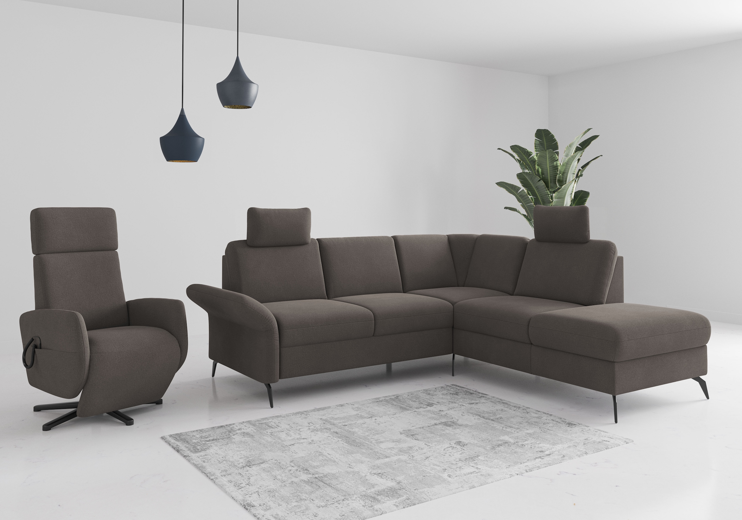 Home affaire Ecksofa »Rochelle«, optional: Armteilverstellung, klappbar, Bettkasen