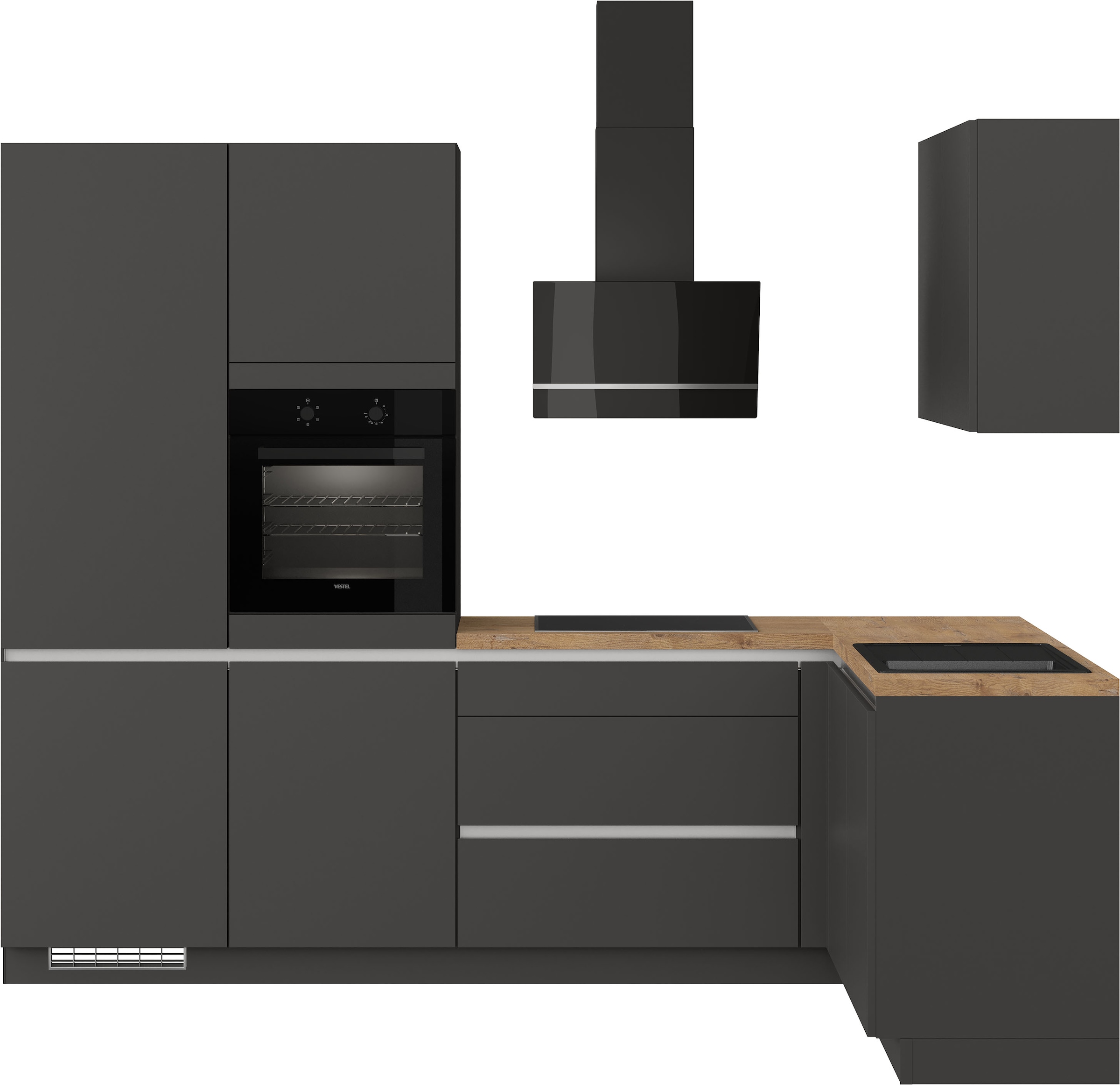 IMPULS KÜCHEN ""Dublin", Anti Fingerprint Oberfläche, Schubkästen mit Soft-Close," vormontiert, wahlweise mit E-Geräten, mit Vollauszug, Breite 460 cm