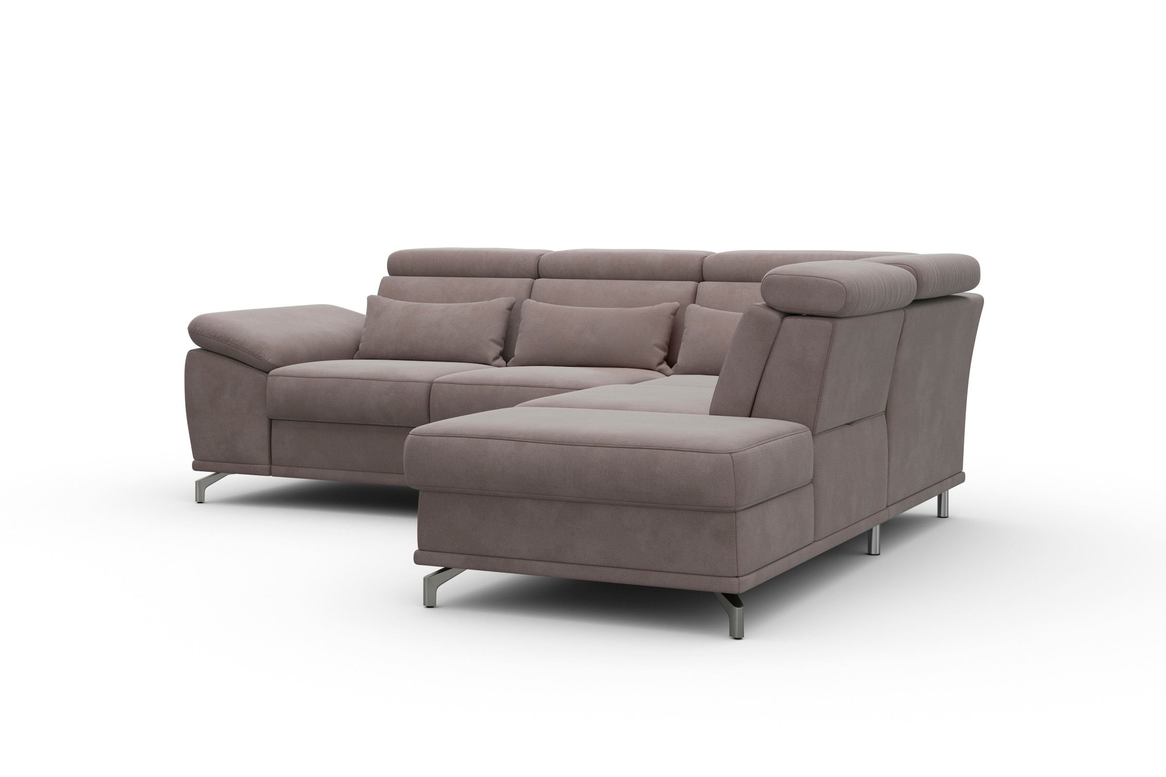 sit&more Ecksofa »Cabrio L-Form, mit Sitztiefenverstellung, Arm- und Kopfteilverstellung«, 3 Nierenkissen, Federkern, optional Bettfunktion und Stauraum