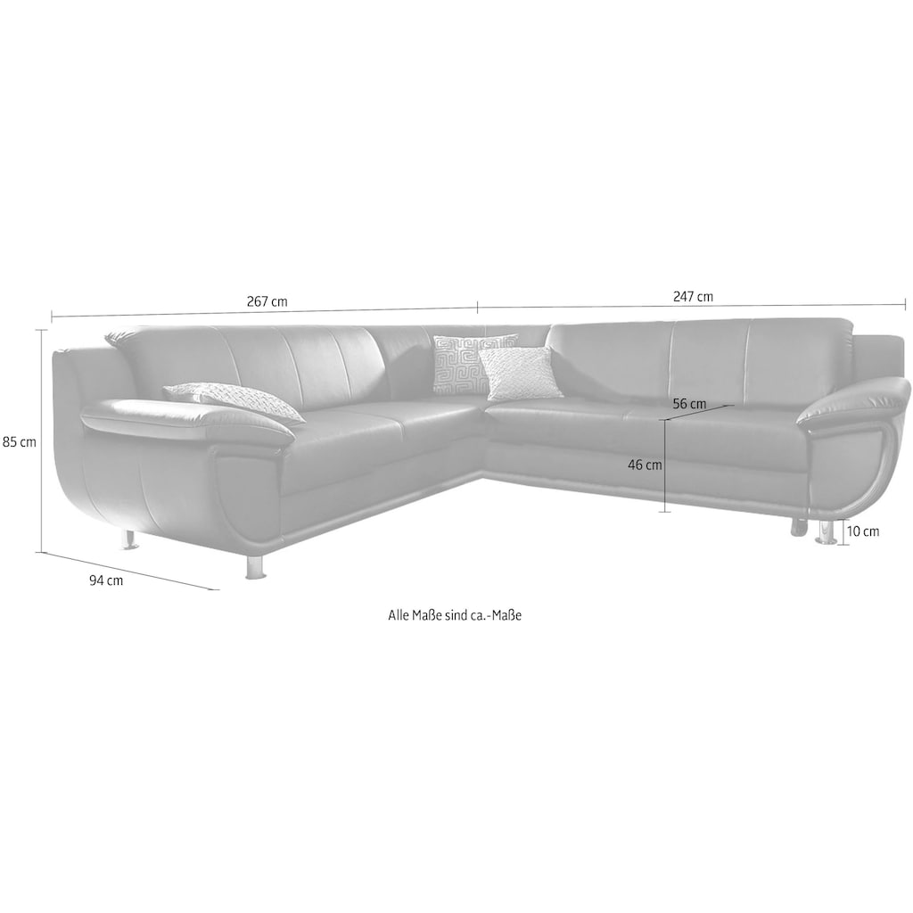 TRENDMANUFAKTUR Ecksofa »Rondo, L-Form«, wahlweise mit Bettfunktion, mit extra breiten Armlehnen