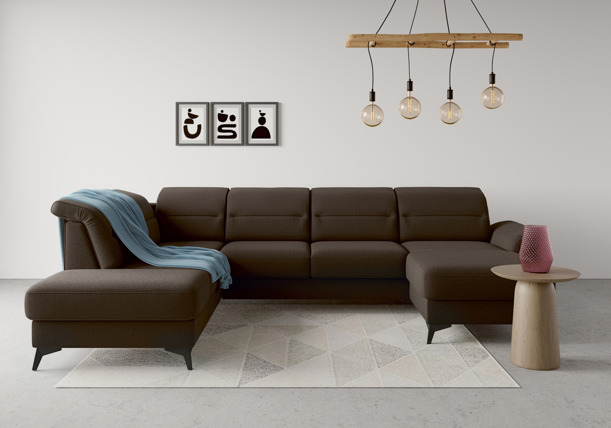 sit&more Wohnlandschaft "Sinatra U-Form" optional mit Kopfteilverstellung und Armteilfunktion, Metallfüße