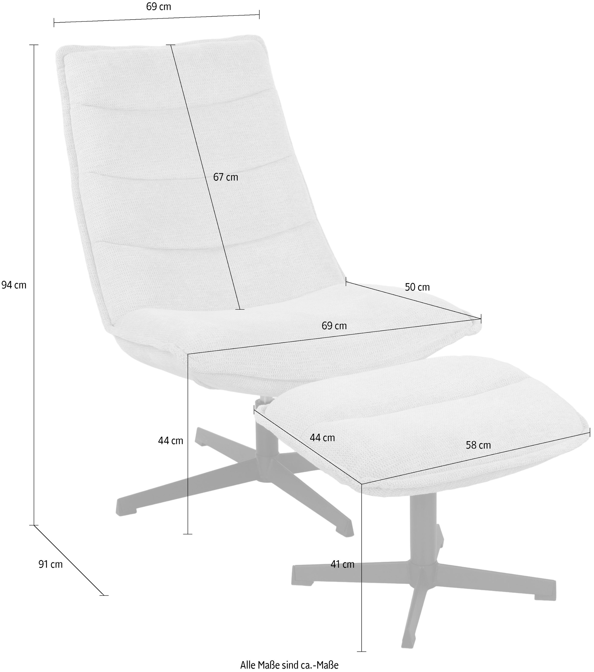 Duo Collection Relaxsessel »Relaxsessel Aveiro mit Hocker« 2 Stk. tlg.