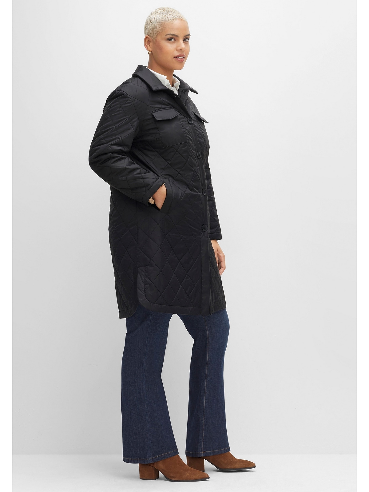 kaufen Material für »Große Sheego BAUR pflegeleichtes Steppmantel Größen«, Shacket-Stil, im |