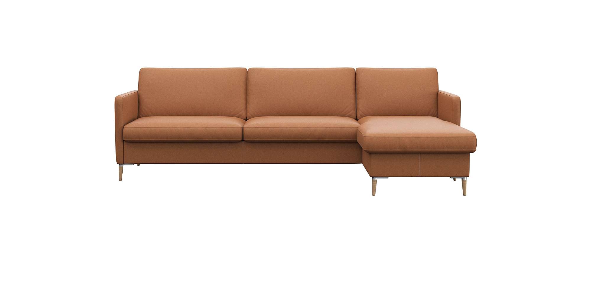 FLEXLUX Ecksofa "Fiore, super Sitzkomfort durch Kaltschaum im Sitz, L-Form" schmale Armlehnen, Füße Alu+ Eiche