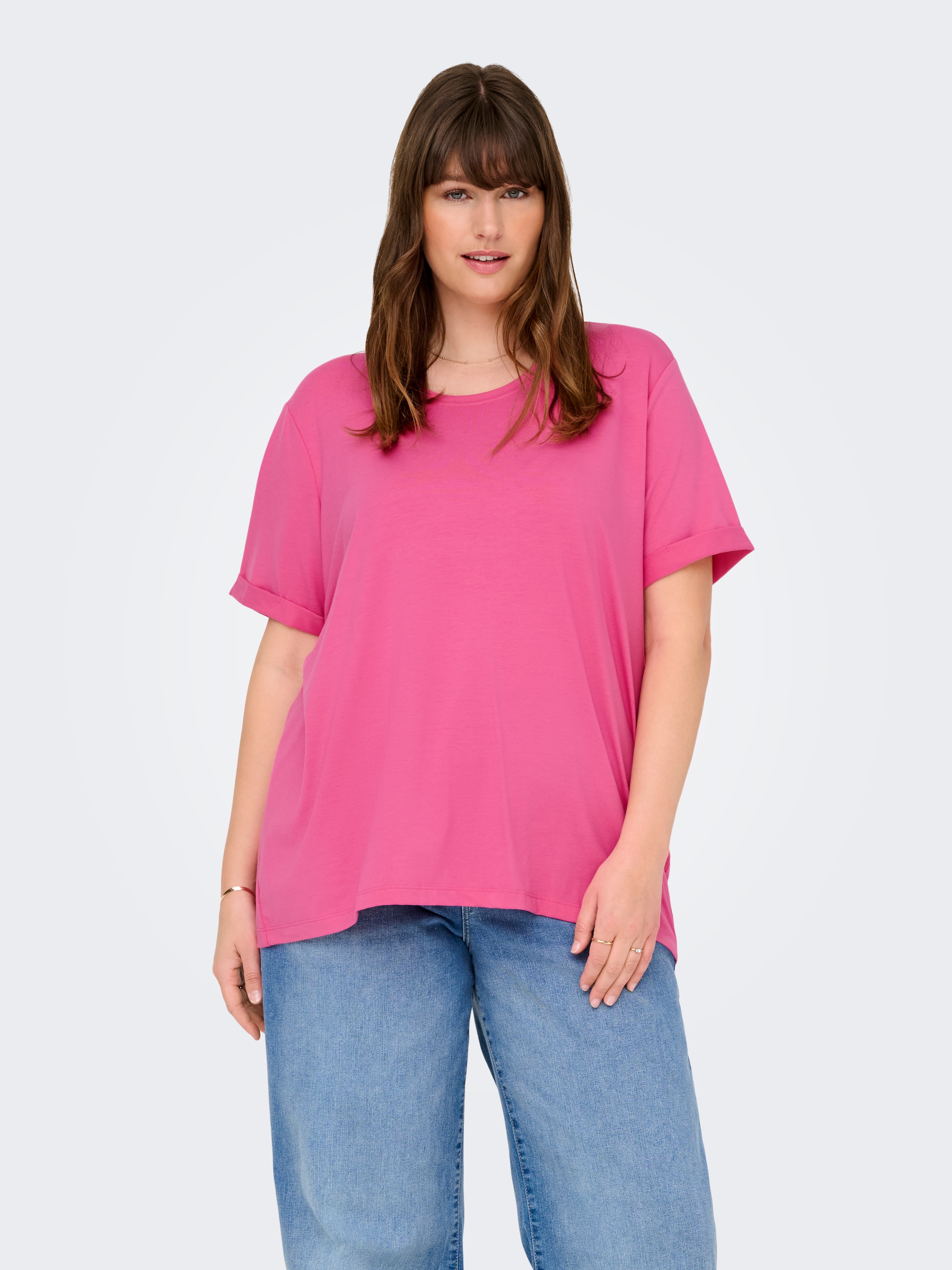 ONLY CARMAKOMA Kurzarmshirt "CARMOSTER S/S FOLD UP TOP JRS NOOS" günstig online kaufen