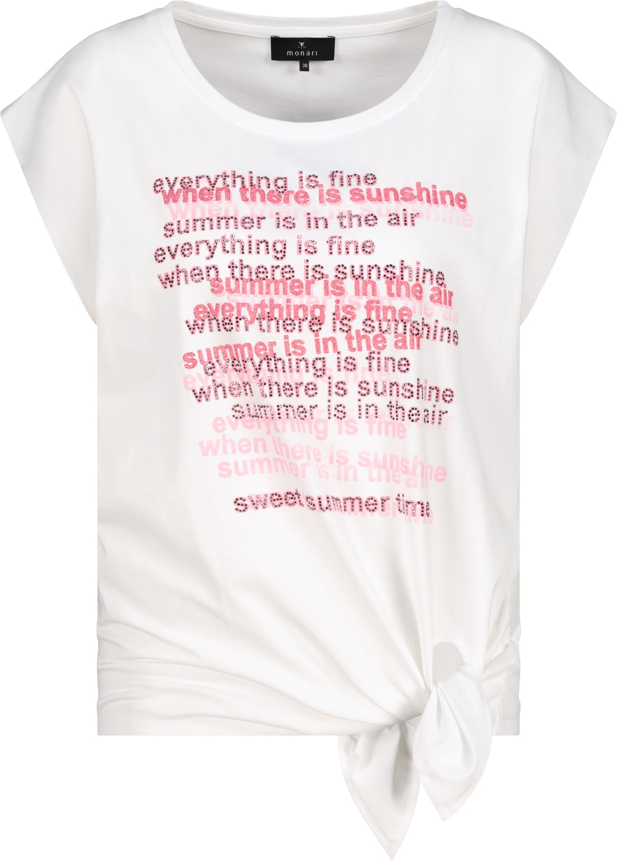 Monari T-Shirt »Shirt Schriftenmix«, Mit Rundhalsausschnitt