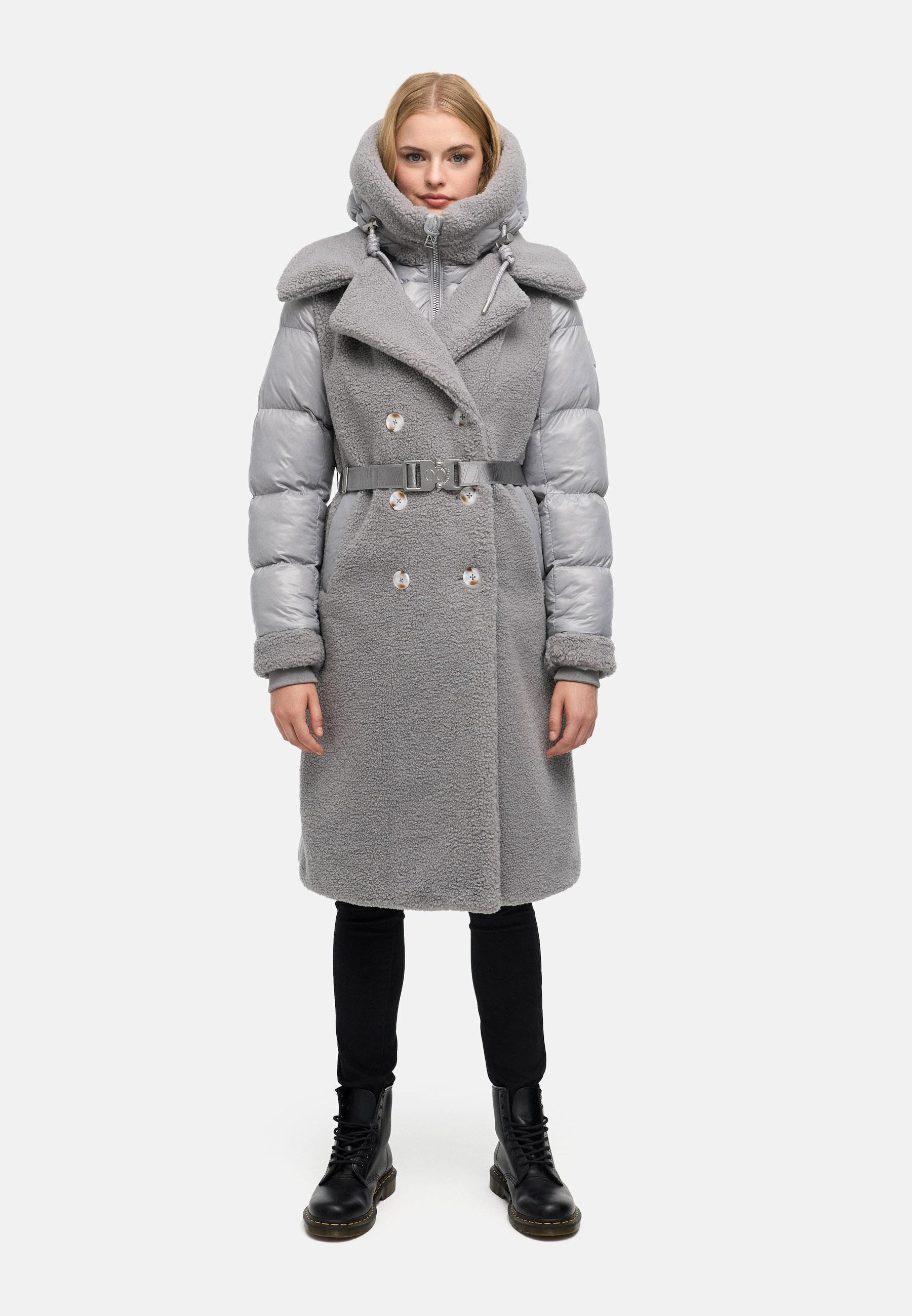 Navahoo Wintermantel »Kuscheltraum 14« Modischer Damen Plüschmantel aus angesagtem Materialmix