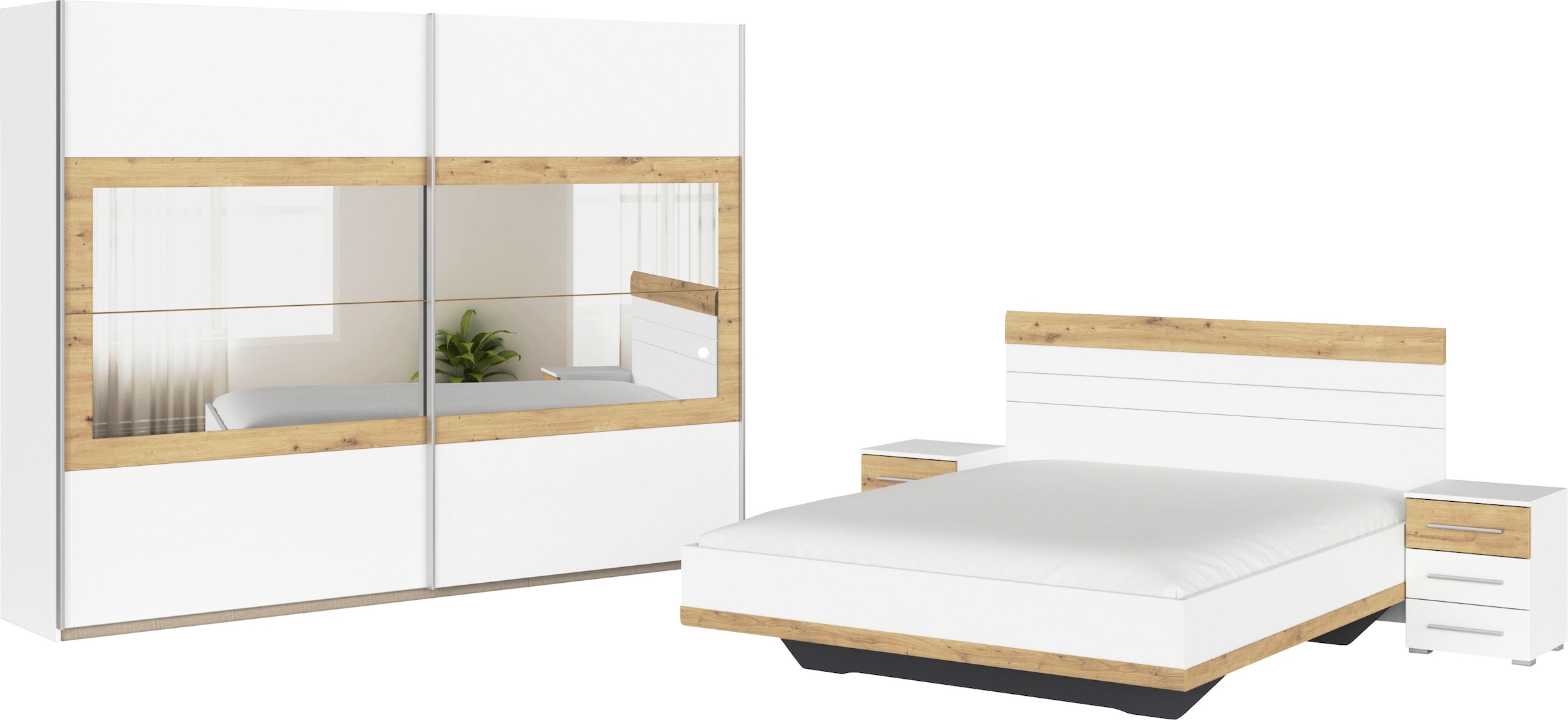 rauch Schlafzimmer-Set "Tarragona", (Set, 4 tlg.), Schrank in 3 Breiten, Bett in 2 Breiten, 2 Nachttische MADE IN GERMAN