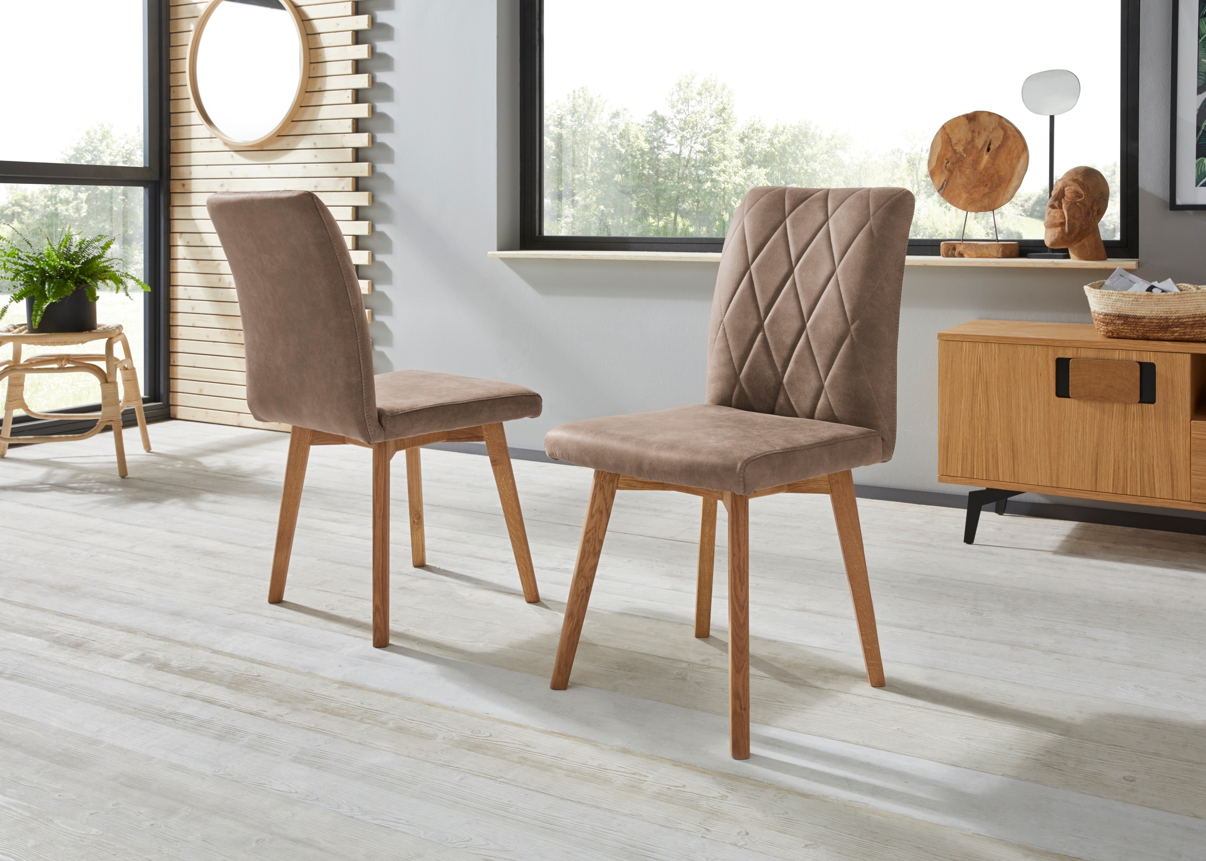 Home affaire Esszimmerstuhl "Brest" (Set) 2 Stk.Gestell aus Eiche Massivhol günstig online kaufen