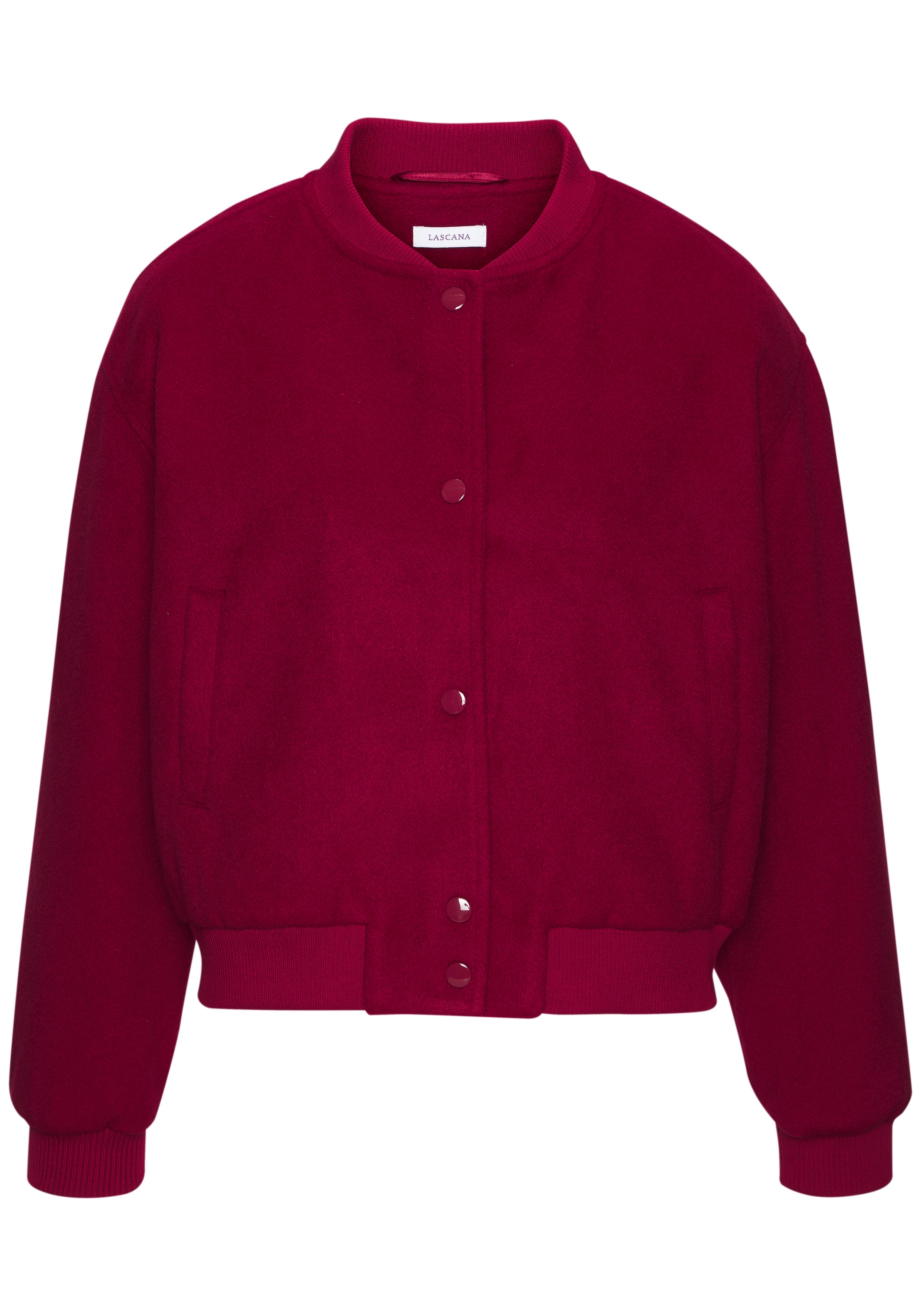 LASCANA Bomberjacke mit Rippbündchen, Pilotenjacke mit Druckknöpfen und Tas günstig online kaufen