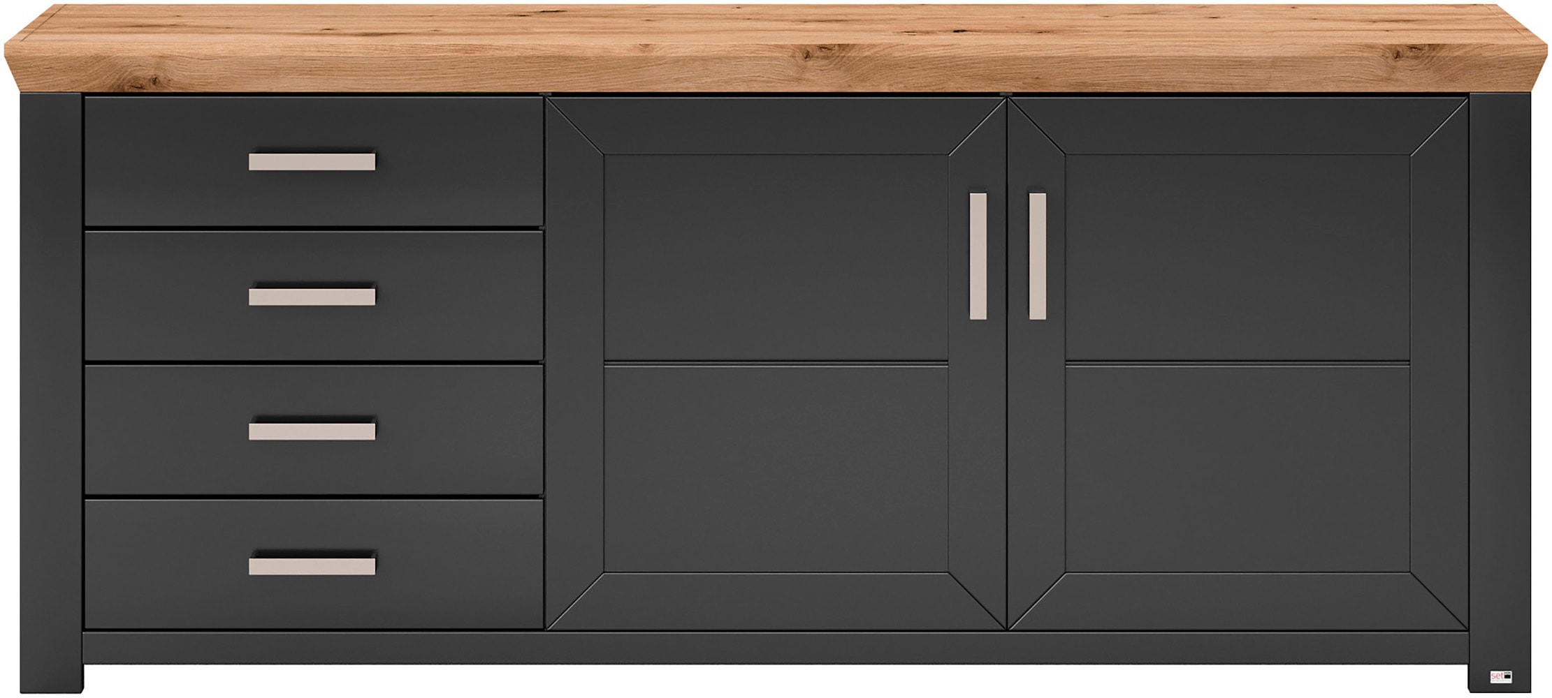 set one by Musterring Sideboard »York«, Typ 51, mit viel Stauraum, Bügelgriff silber, B 184 x H 79 cm