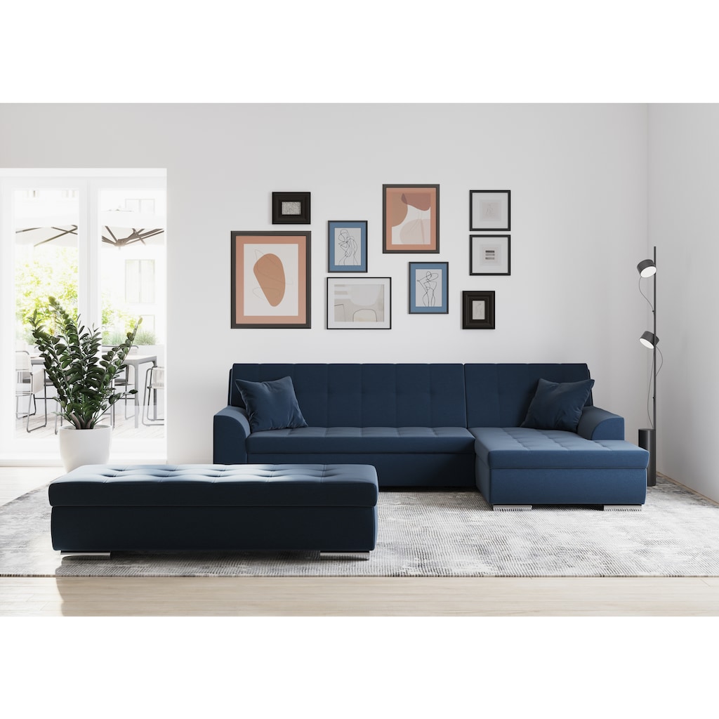 DOMO collection Ecksofa Treviso, wahlweise mit Bettfunktion, incl. Zierkissen