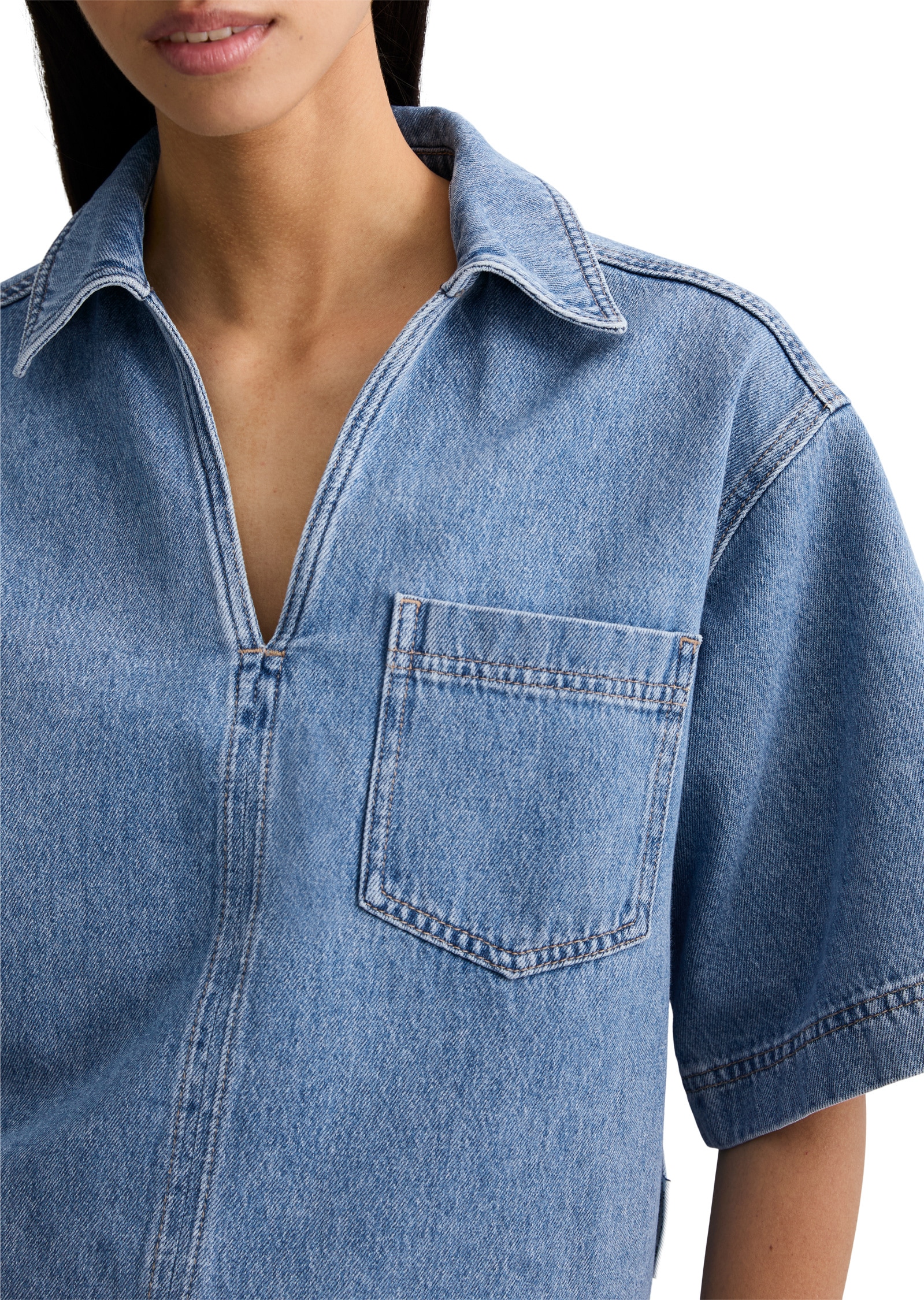 Marc O'Polo DENIM Kurzarmbluse »aus reinem Organic Cotton«