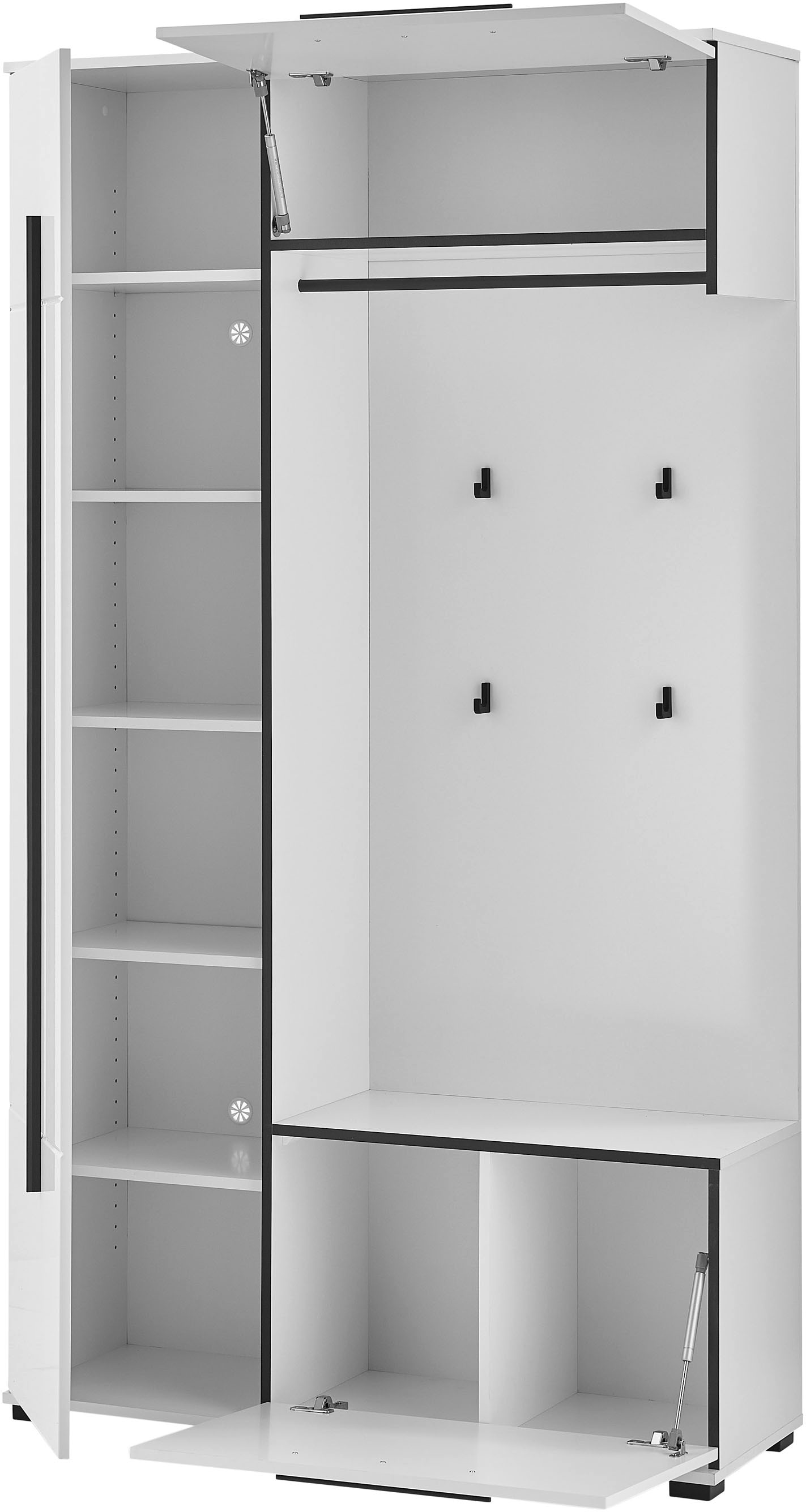 Home affaire Kompaktgarderobe »Cantara Flurgarderobe, modern, 2 Farben, 111 cm breit« vielseitig einsetzbar, unterschiedliche Stauraummöglichkeiten