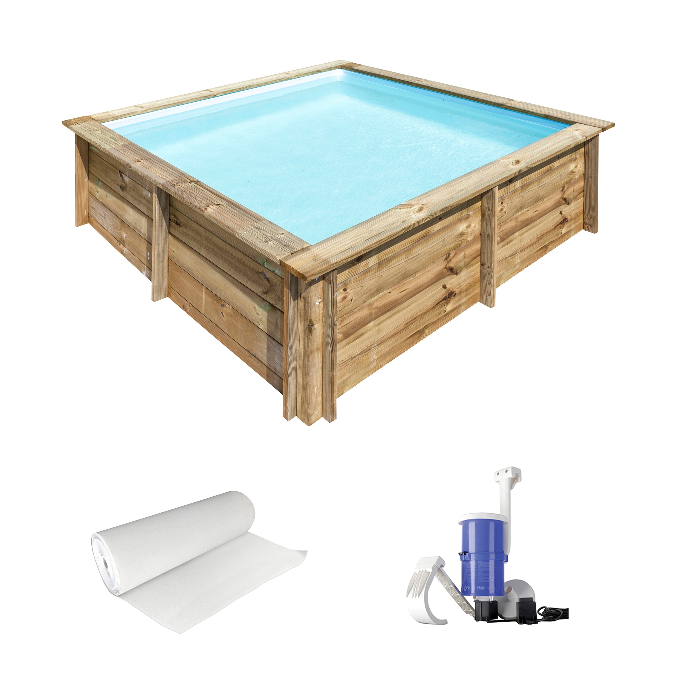 Gre Rechteckpool "CITY mit Bodenschutzflies und Filteranlage" Kiefernholz, günstig online kaufen