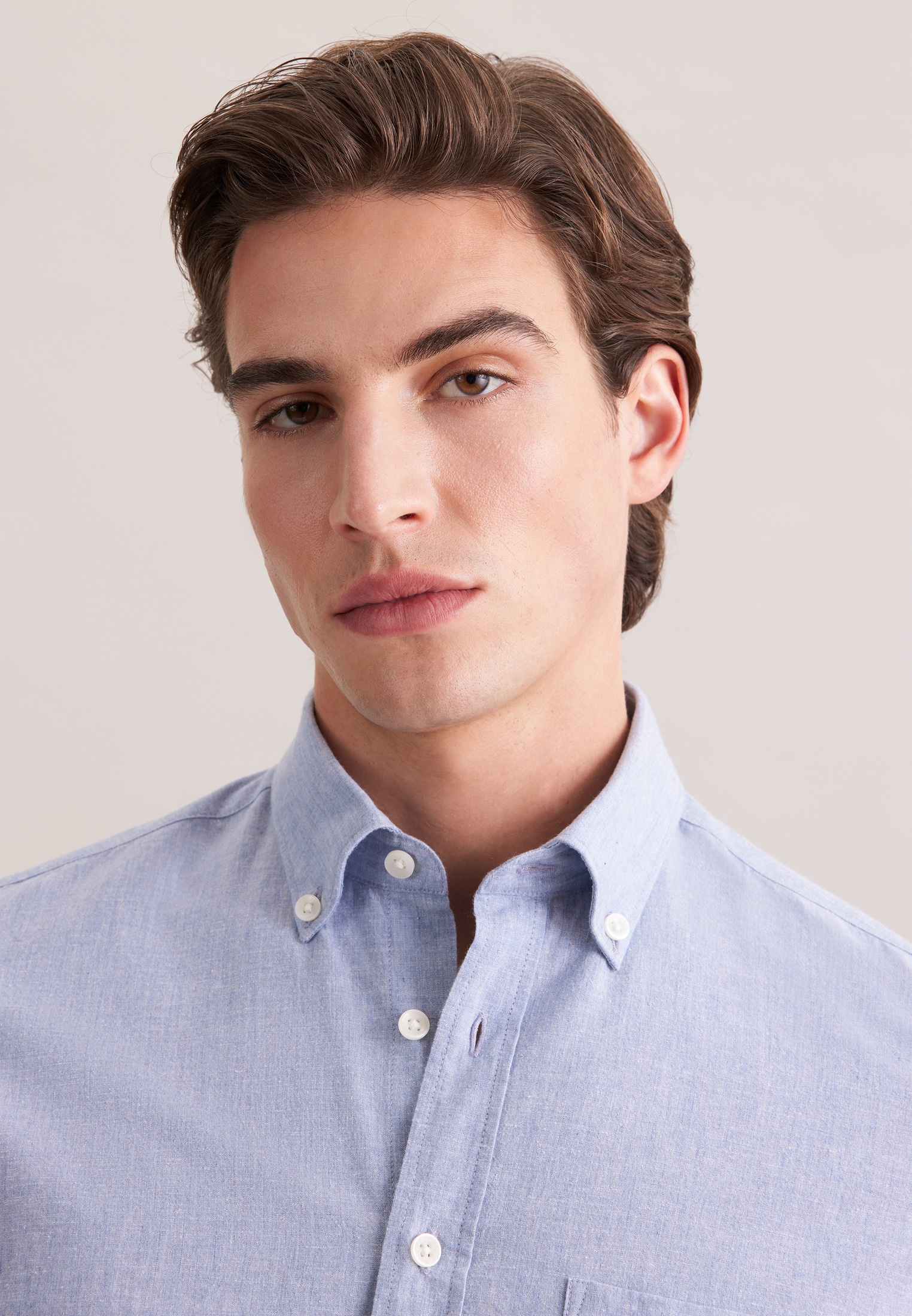 seidensticker Leinenhemd Slim 1/1 Button-Down-Kragen Uni