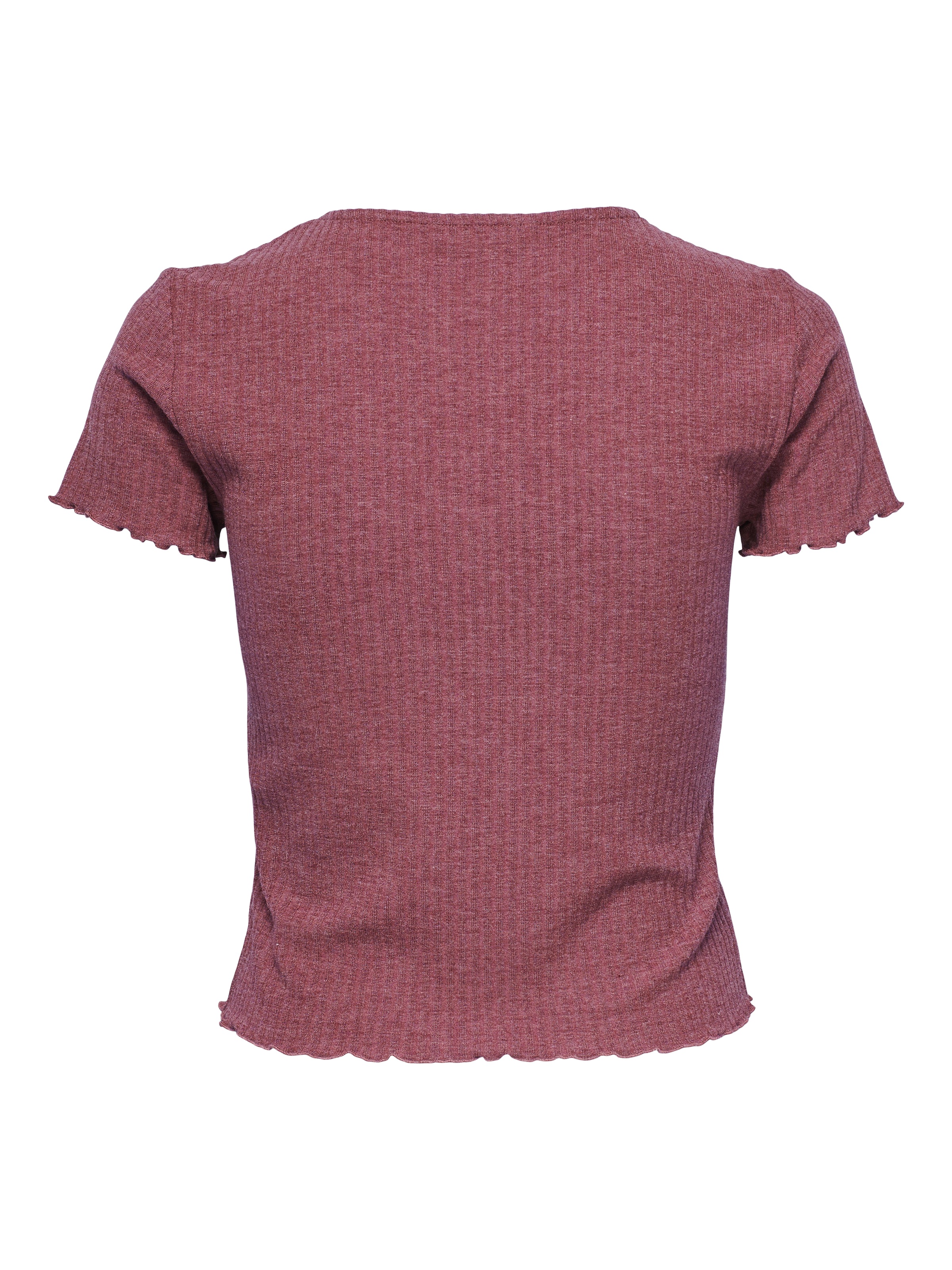 ONLY Rundhalsshirt »ONLEMMA – Kurzarmshirt mit gewelltem Abschluss«, Rundhals, modisch, regular fit, gewellter Abschluss, unifarben