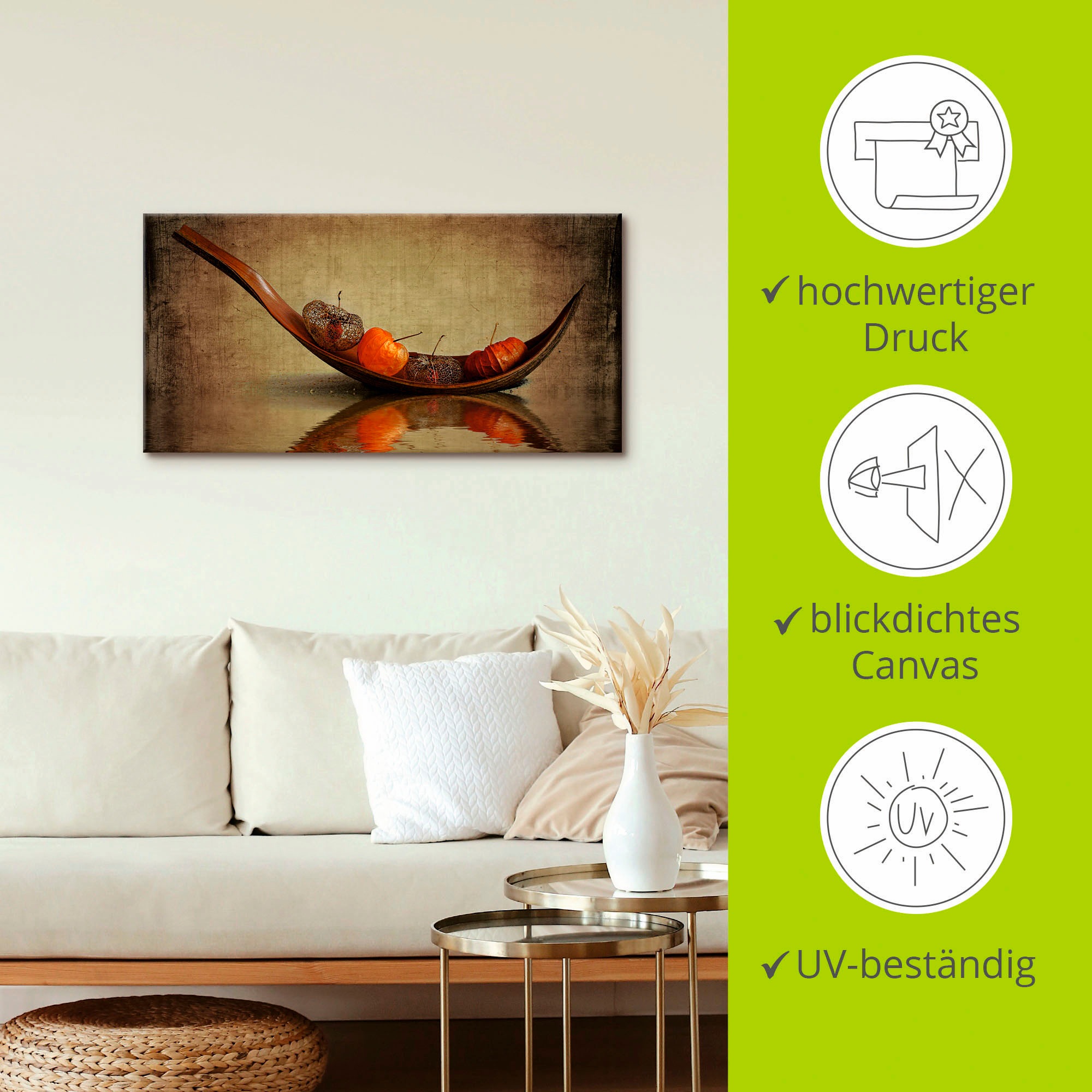 Artland Wandbild »Lampionschiffchen«, Arrangements, (1 St.), als Leinwandbild, Wandaufkleber in verschied. Größen