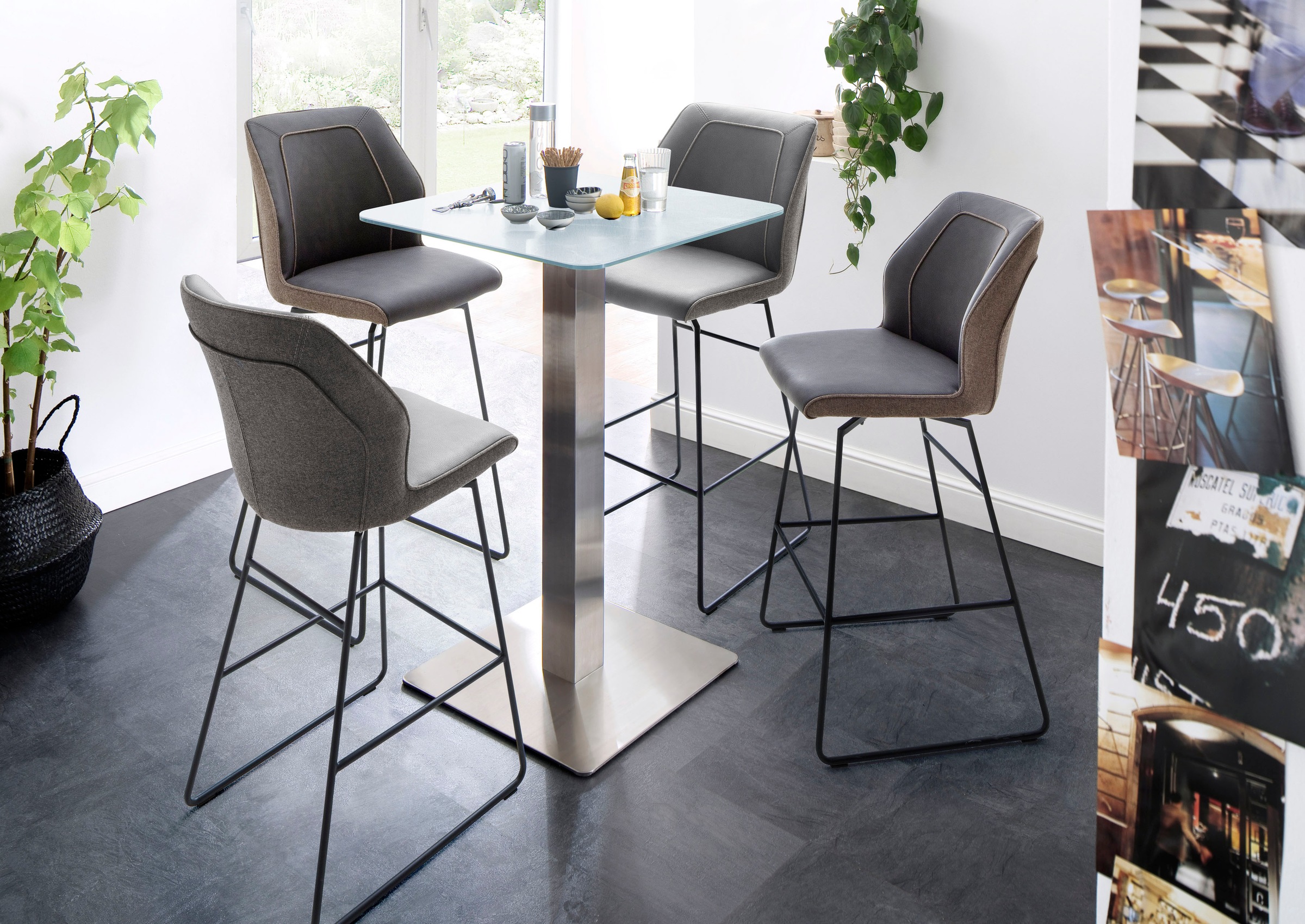 MCA furniture Bartisch »Zarina«, Bartisch mit Glaskeramik Tischplatte mit Edelstahl Gestell