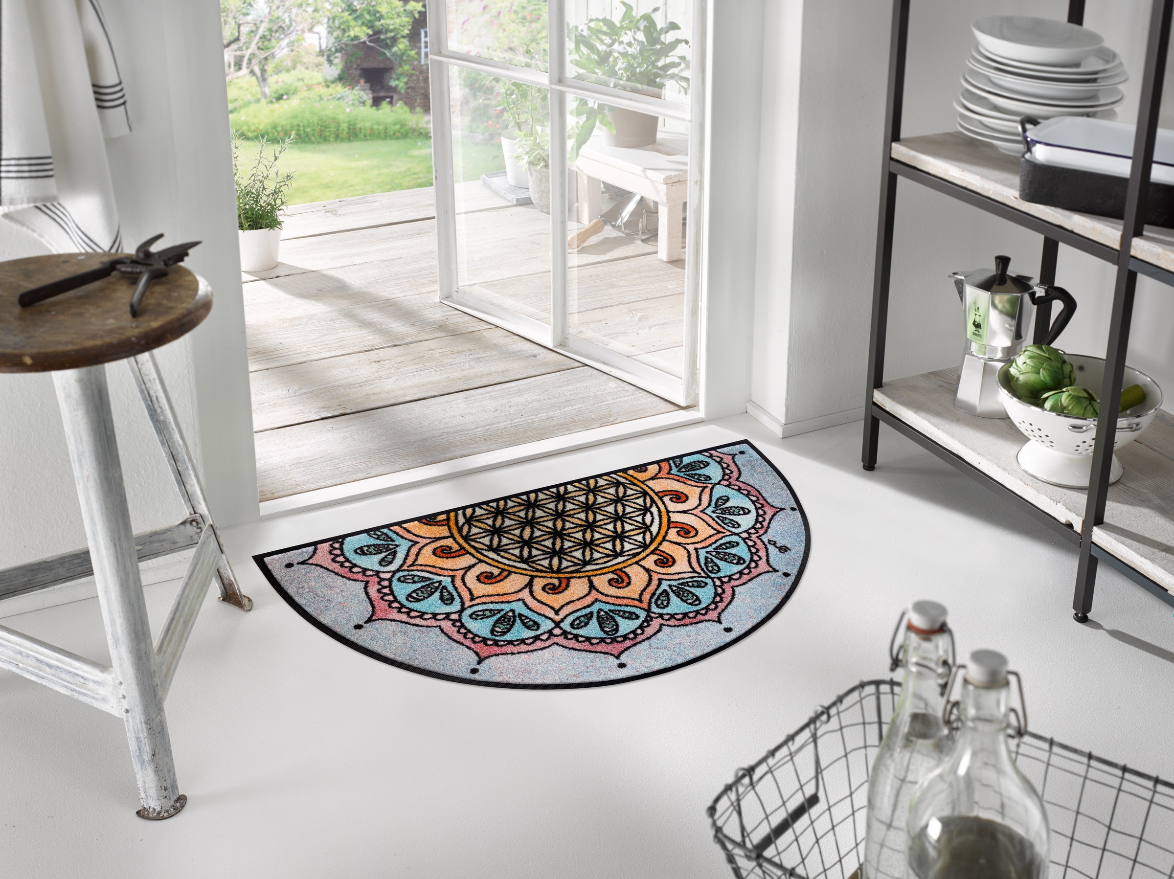 wash+dry by Kleen-Tex Fußmatte "Round Harmony Pattern" rechteckig 7 mm Höhe günstig online kaufen