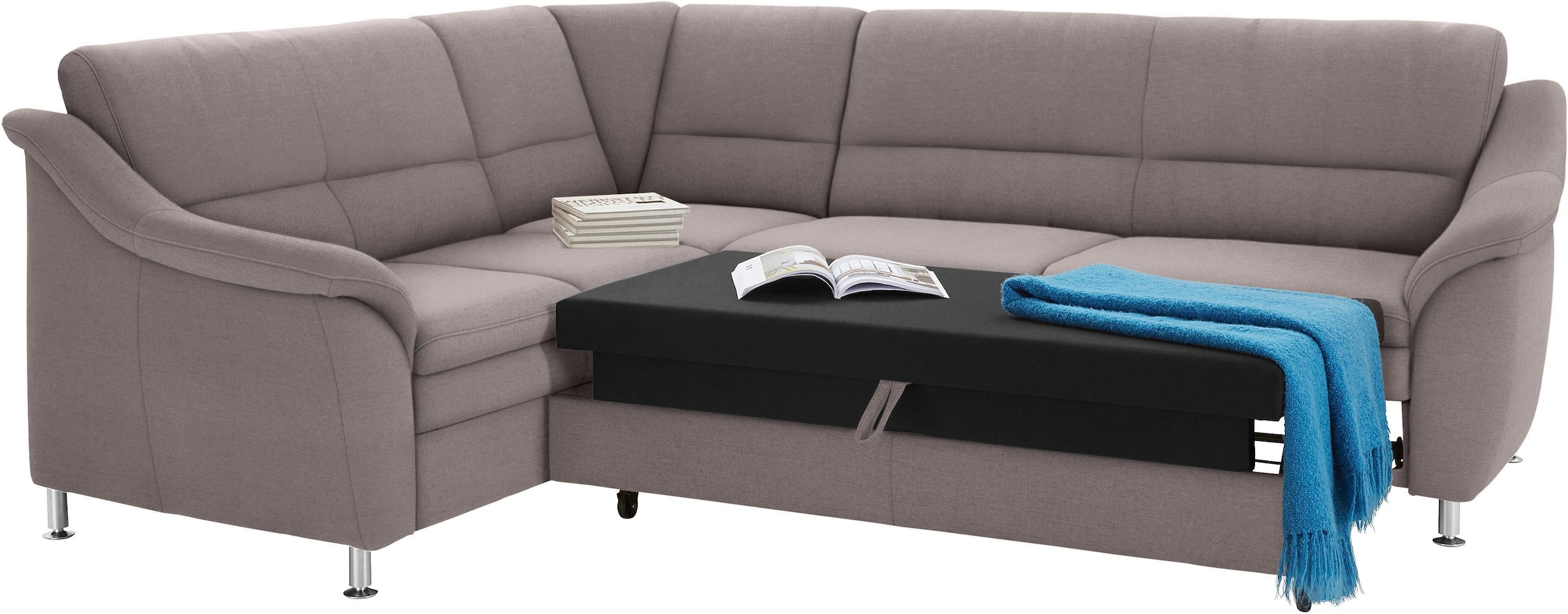 sit&more Ecksofa »Cardoso L-Form«, mit Federkern, wahlweise mit Bettfunktion und Schubkasten