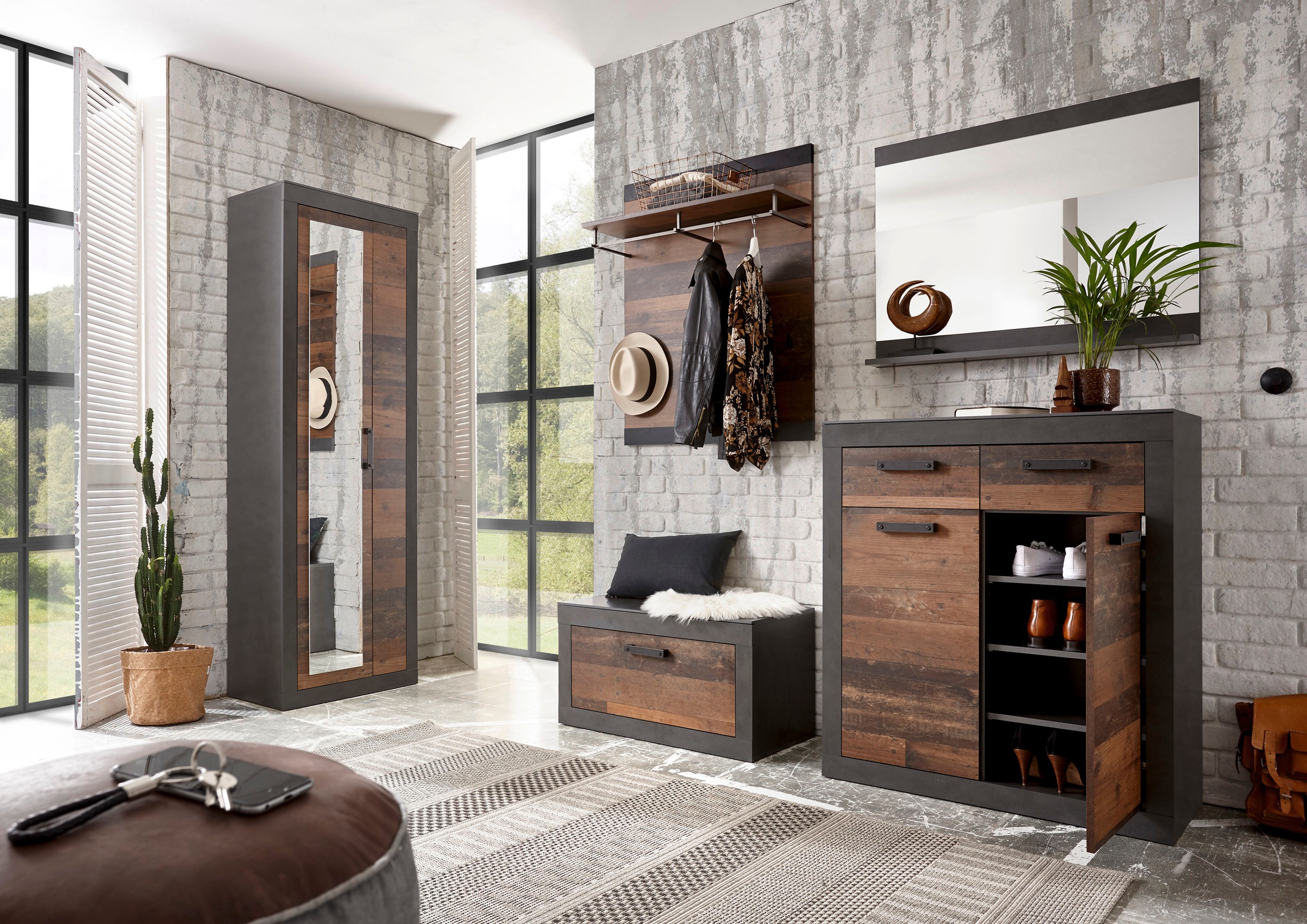 Home affaire Garderoben-Set "BROOKLYN" Komplett-Set, bestehend aus Garderob günstig online kaufen