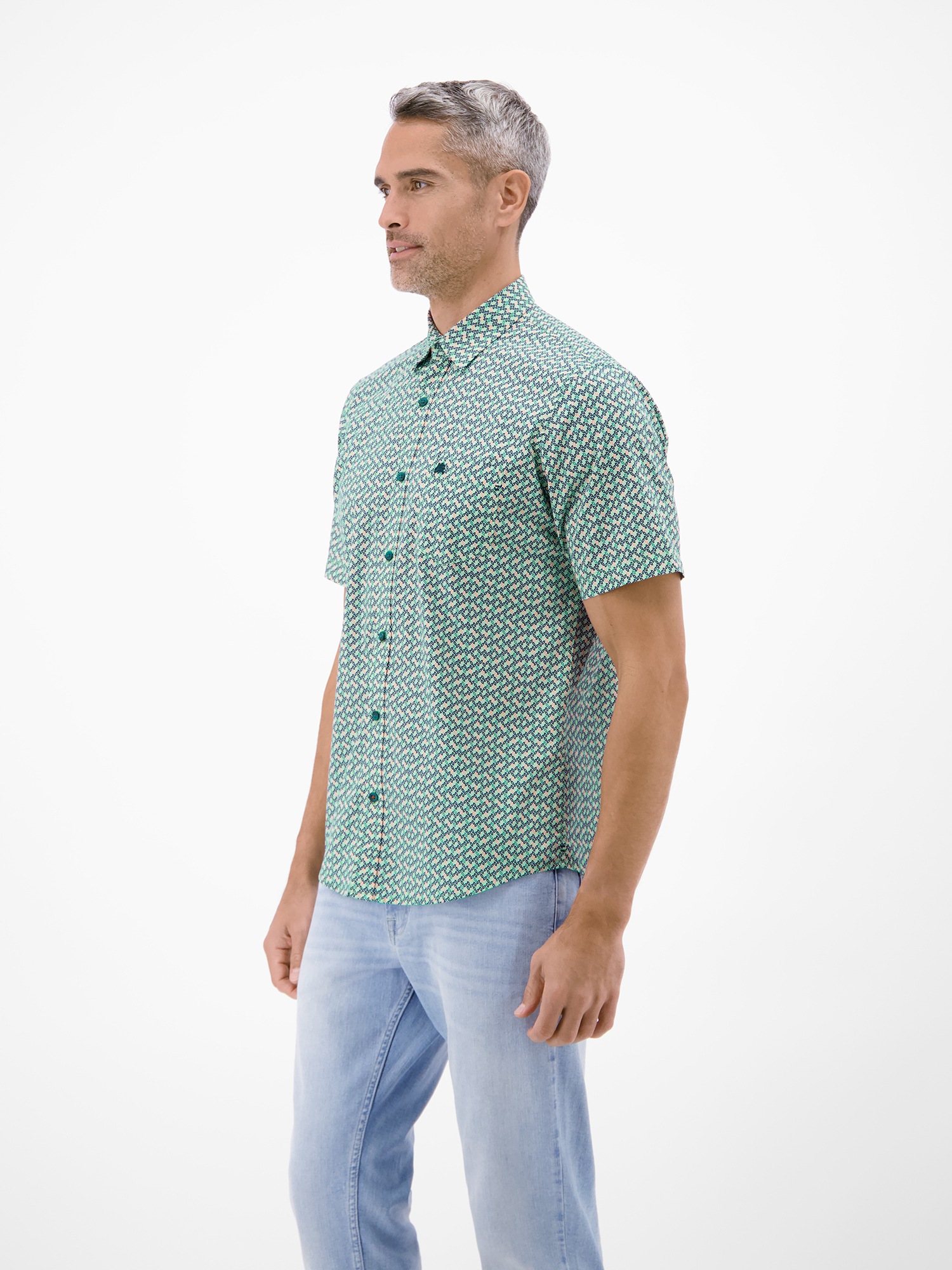 LERROS Kurzarmhemd »Kurzarmhemd mit Print aus Popeline-Stretch-Material«