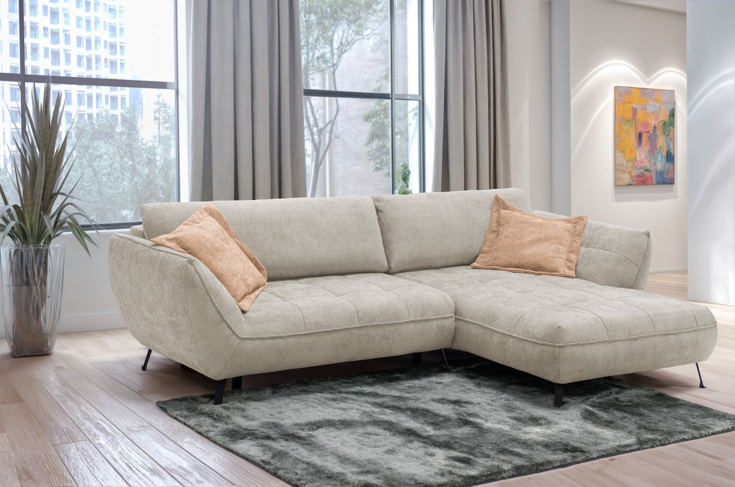 exxpo - sofa fashion Ecksofa "Samoa, bequem&modern, mit Easy-Lift-Bettfunkt günstig online kaufen