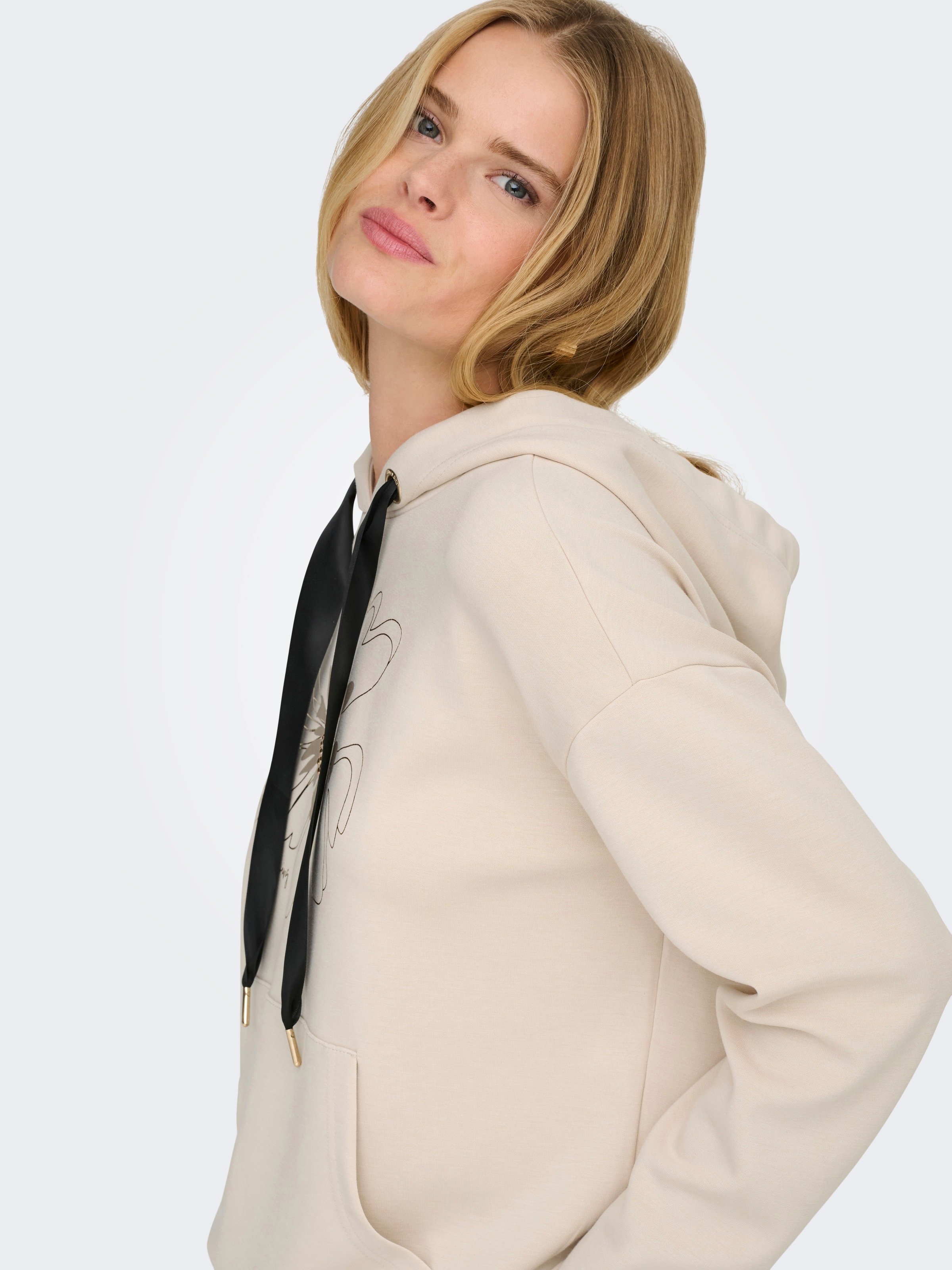 Thumbnail - ONLY Sweatshirt "ONLFANCY L/S HOOD PRINT SWT", Materialmix, regular fit