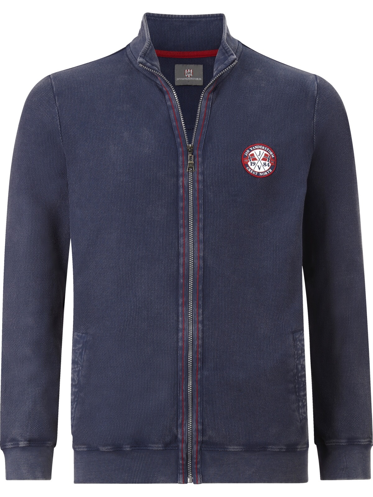 Jan Vanderstorm Sweatjacke »Sweatjacke DIETBERT«, mit aufgestelltem Kragen