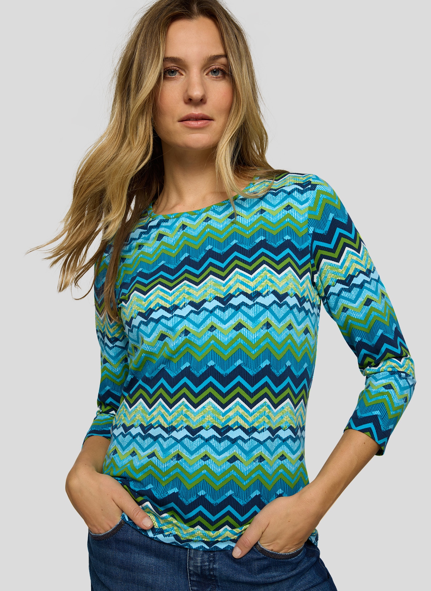 Rabe 3/4-Arm-Shirt mit grafischem Muster