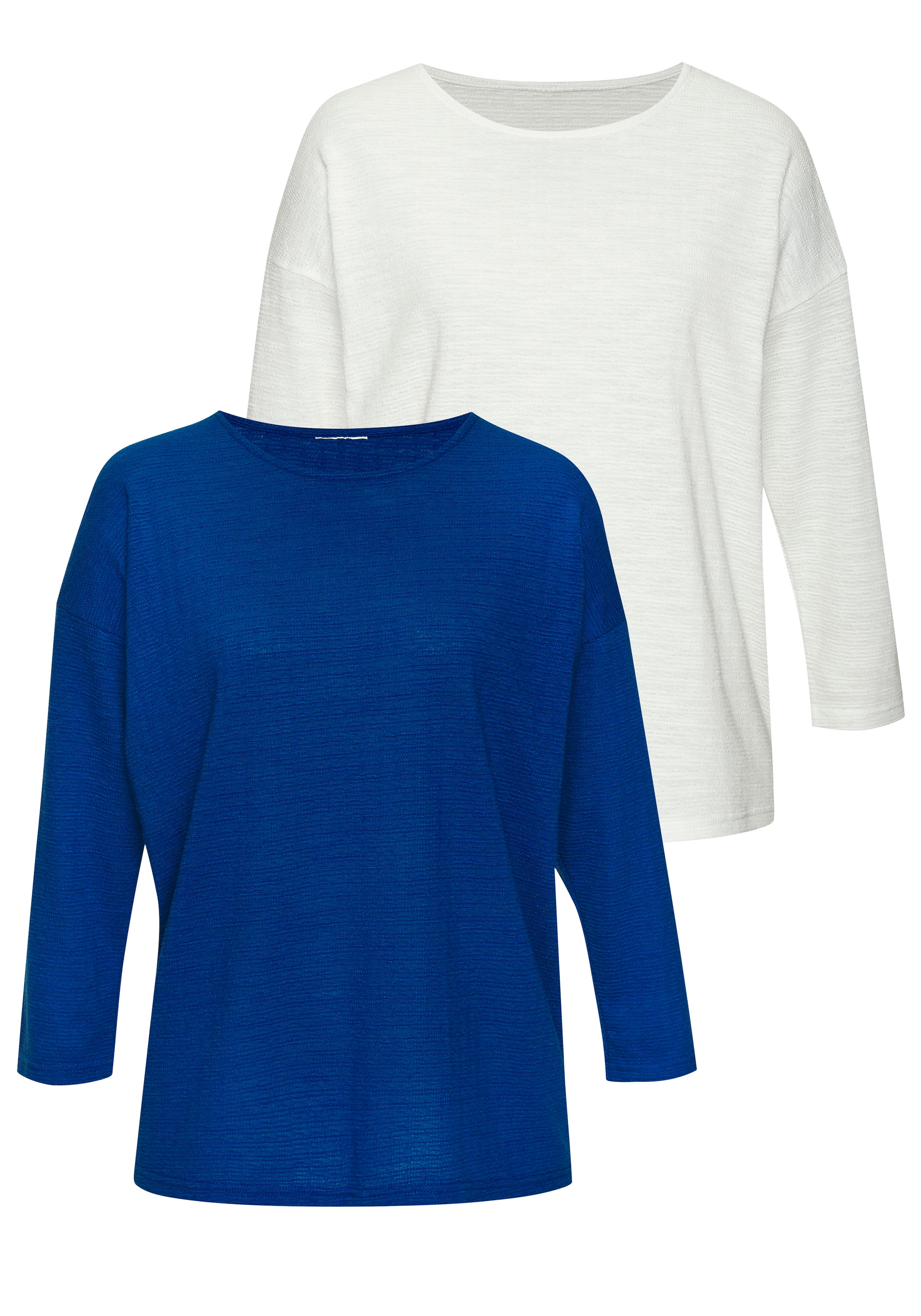 Vivance Langarmshirt "mit modischer Struktur" 2er-Pack, aus bügelfreier, luftiger Qualität mit Baumwolle