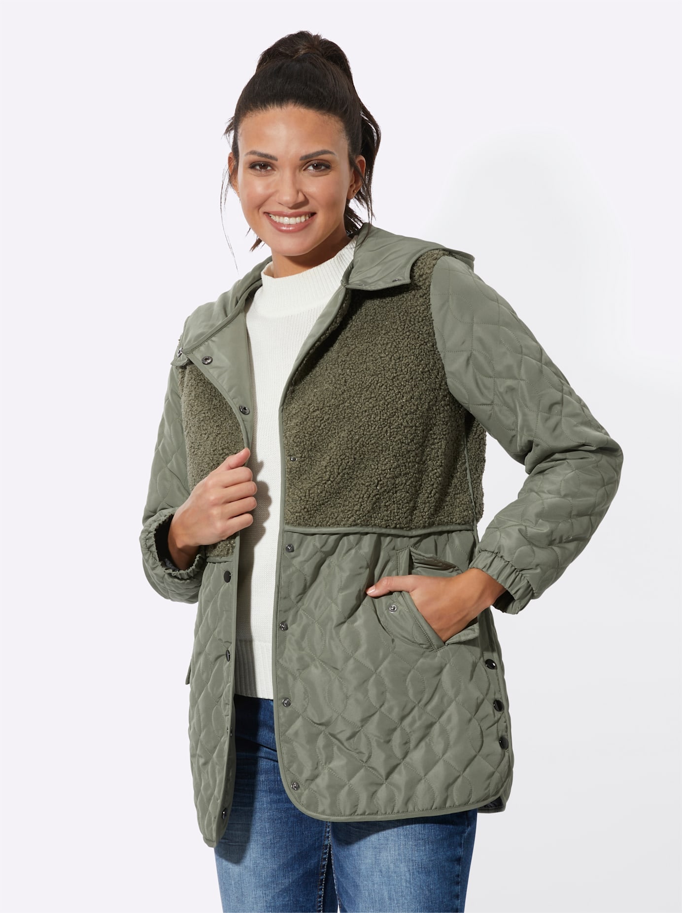 Classic Basics Steppjacke, mit Kapuze