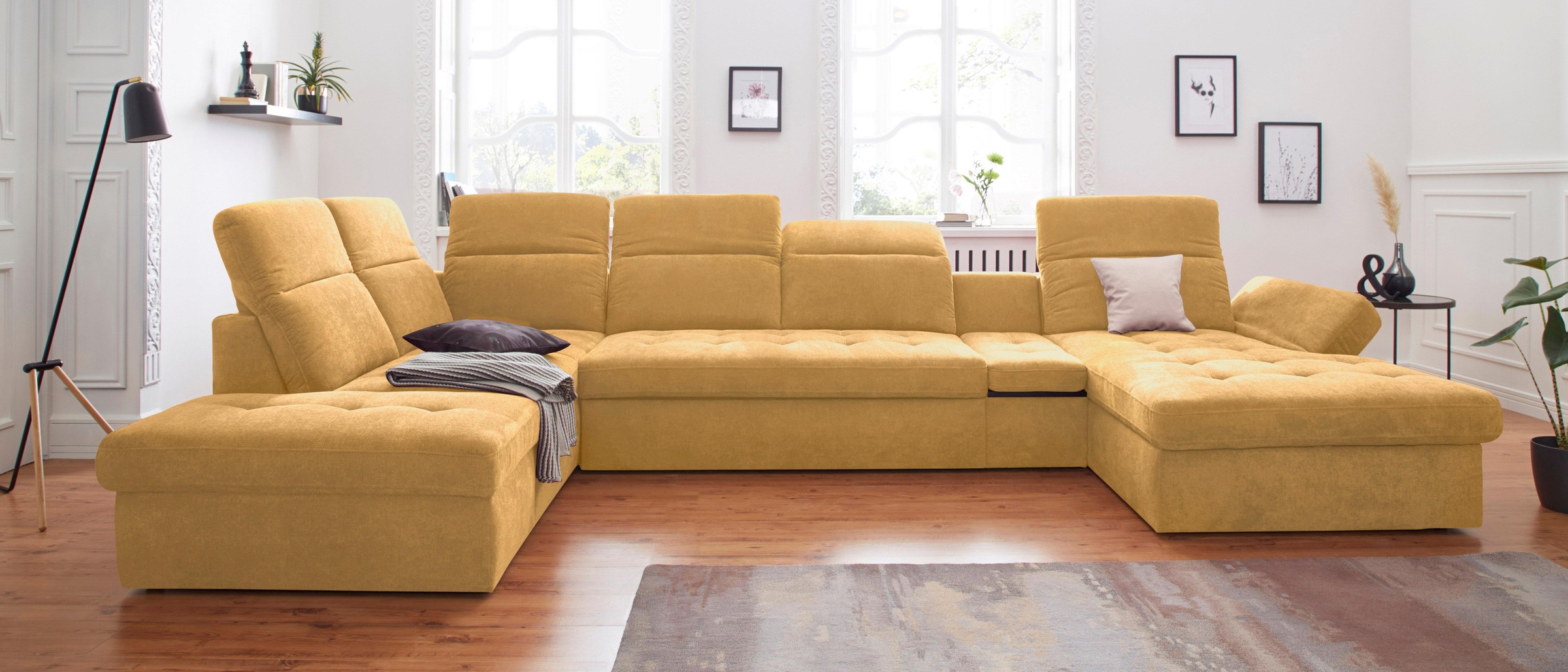 sit&more Wohnlandschaft »Stardust U-Form«, inklusive Kopfteilverstellung, Armlehnenfunktion und Tischelement